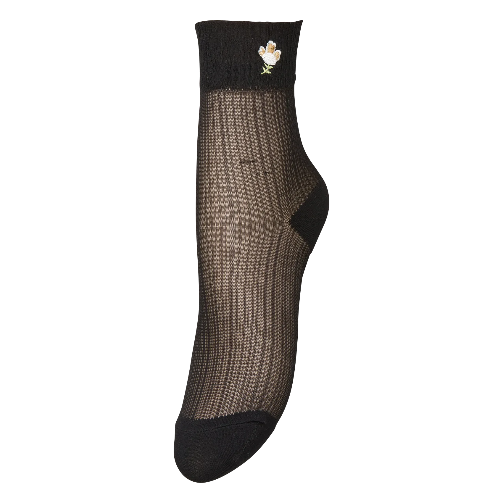 Chaussettes côtelées brodées Noir