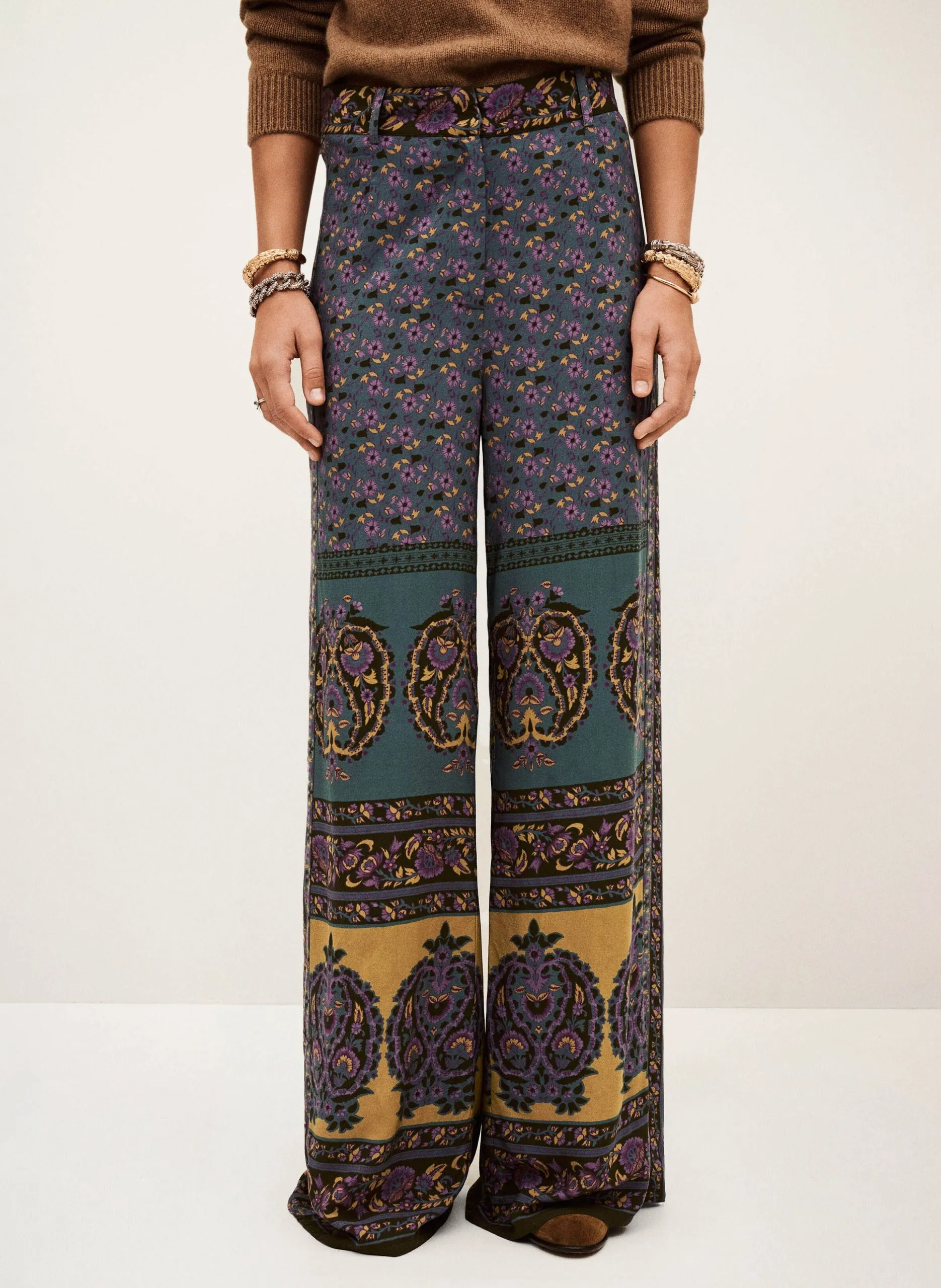 Pantalon large imprimé Marron BRANY