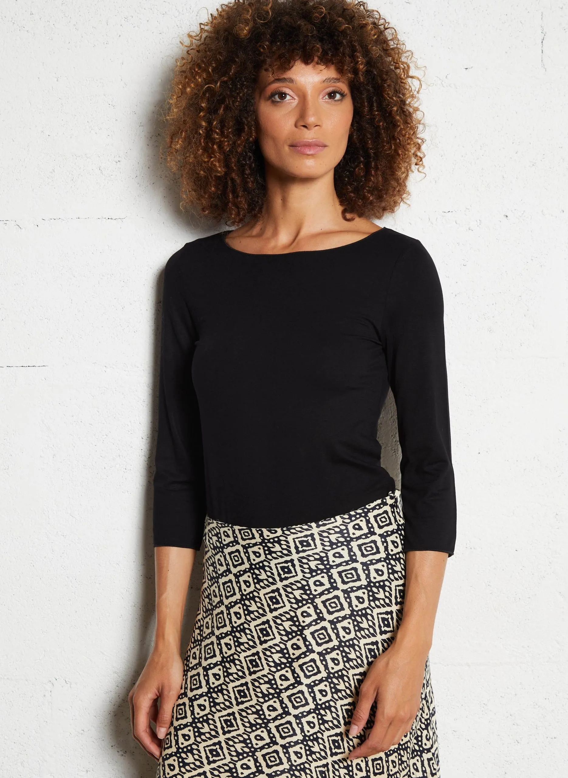 Tee-shirt col bateau Noir