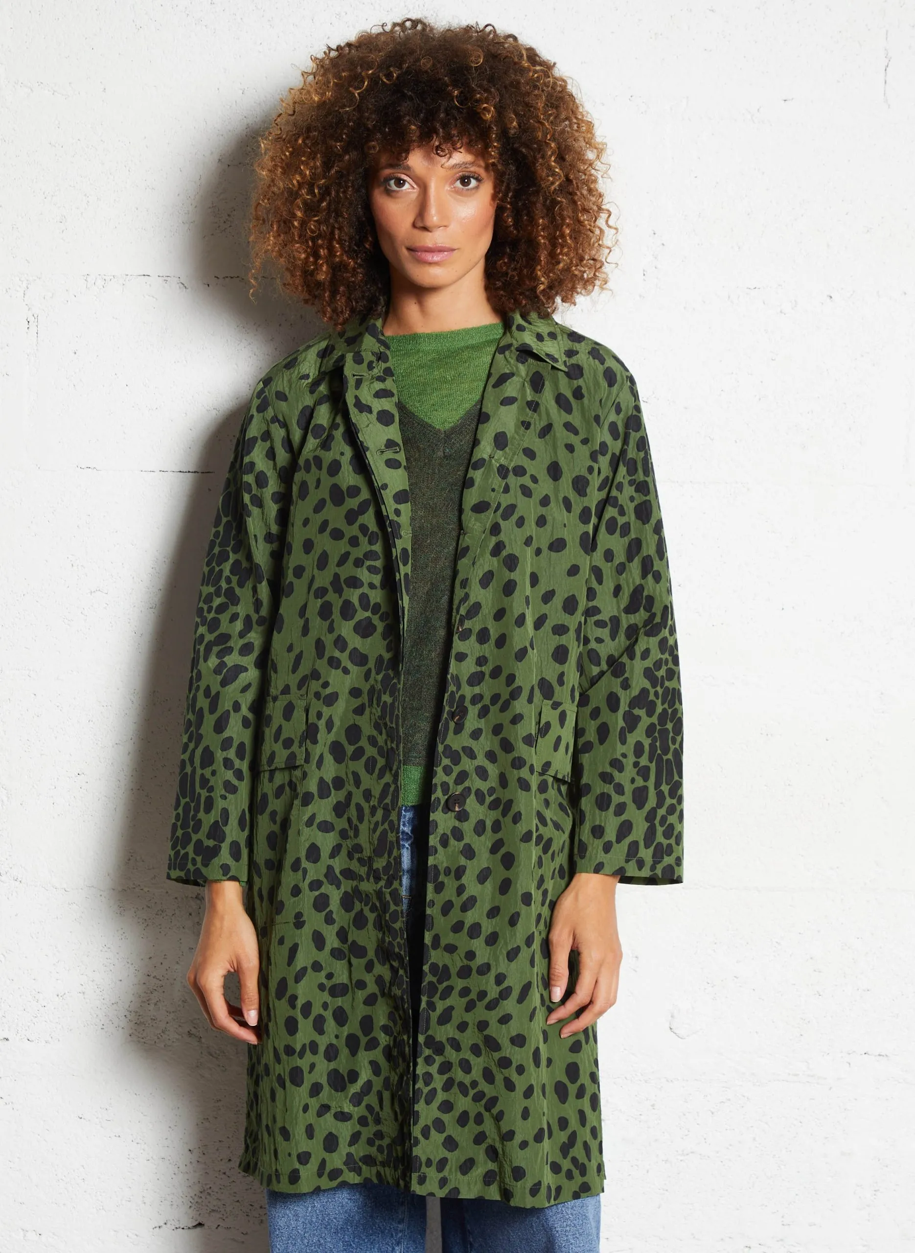 Blouson col classique imprimé Vert AVIONA