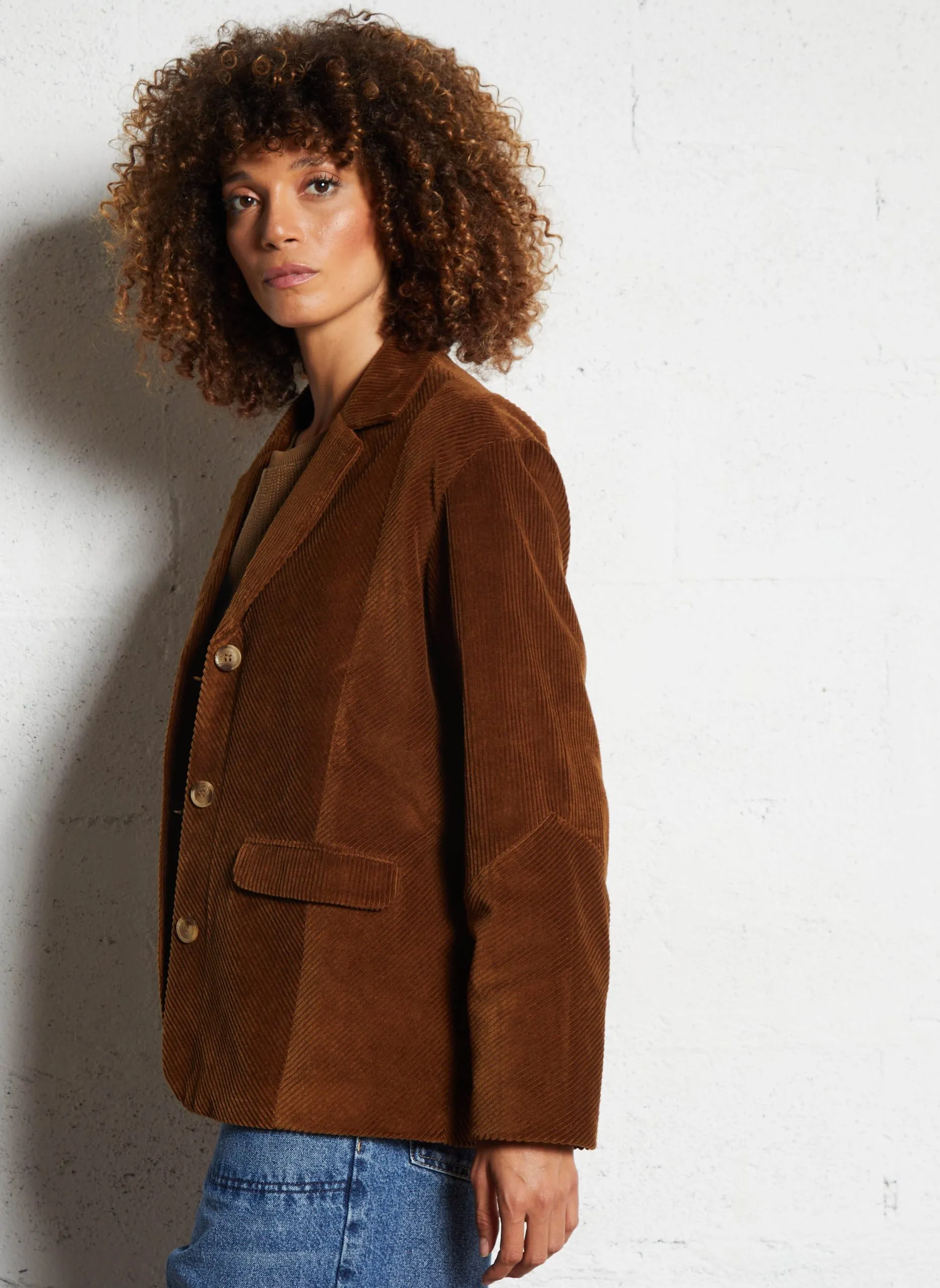 Veste de tailleur en velours côtelé Marron VIVIANE