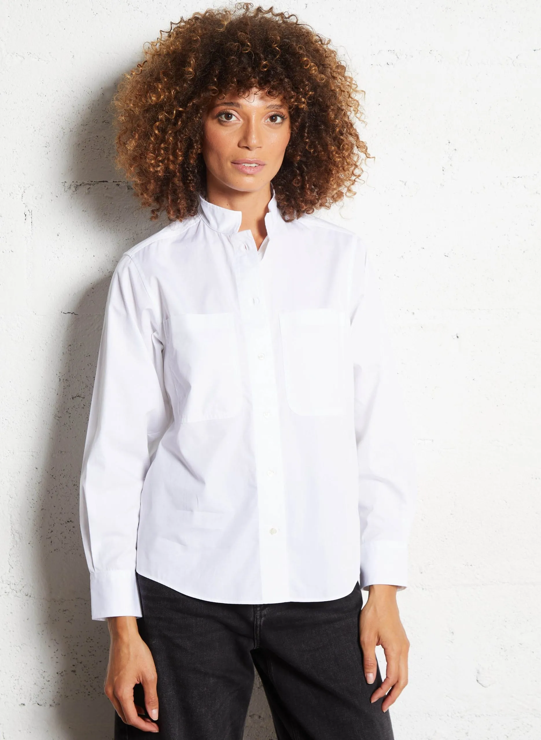 Chemise droite en coton Blanc CYRIEL