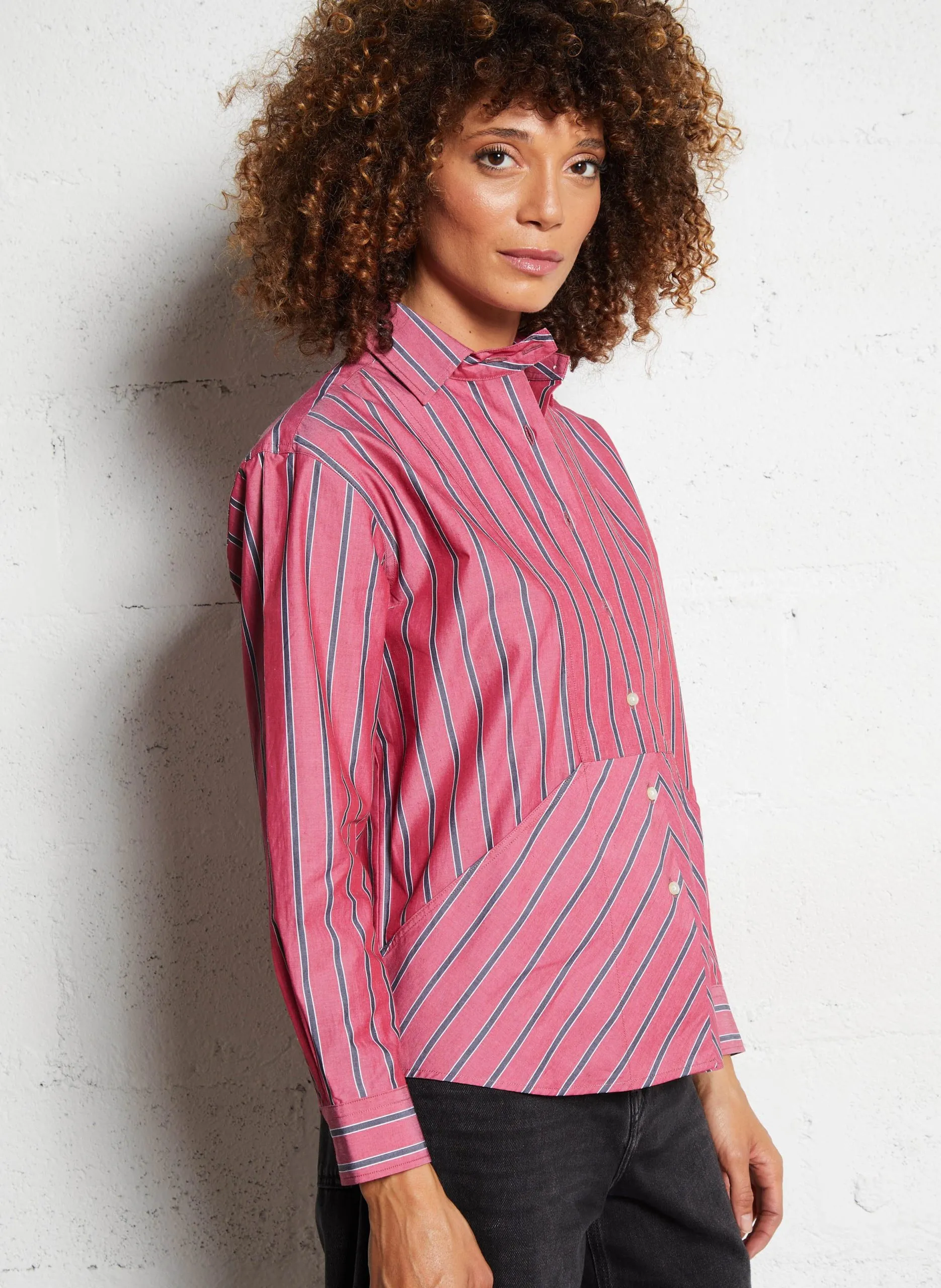 Chemise col classique à rayures Rose CHEZ