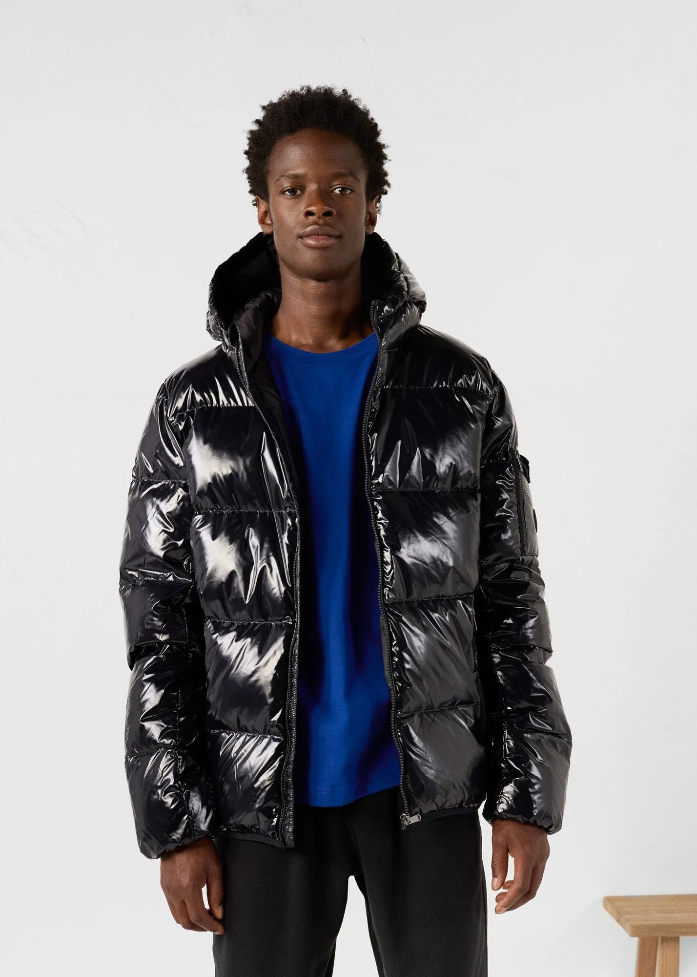 Doudoune à capuche grand froid laquée java Noir