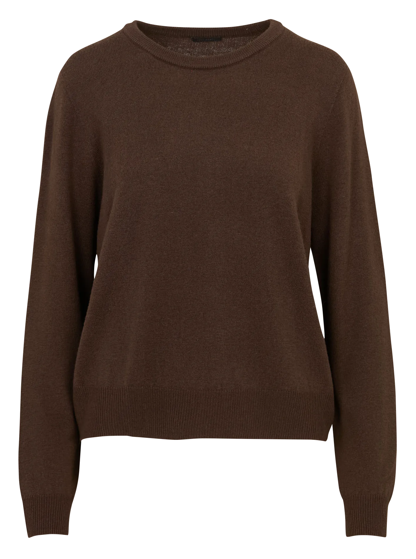 Pull ample col rond en laine Marron