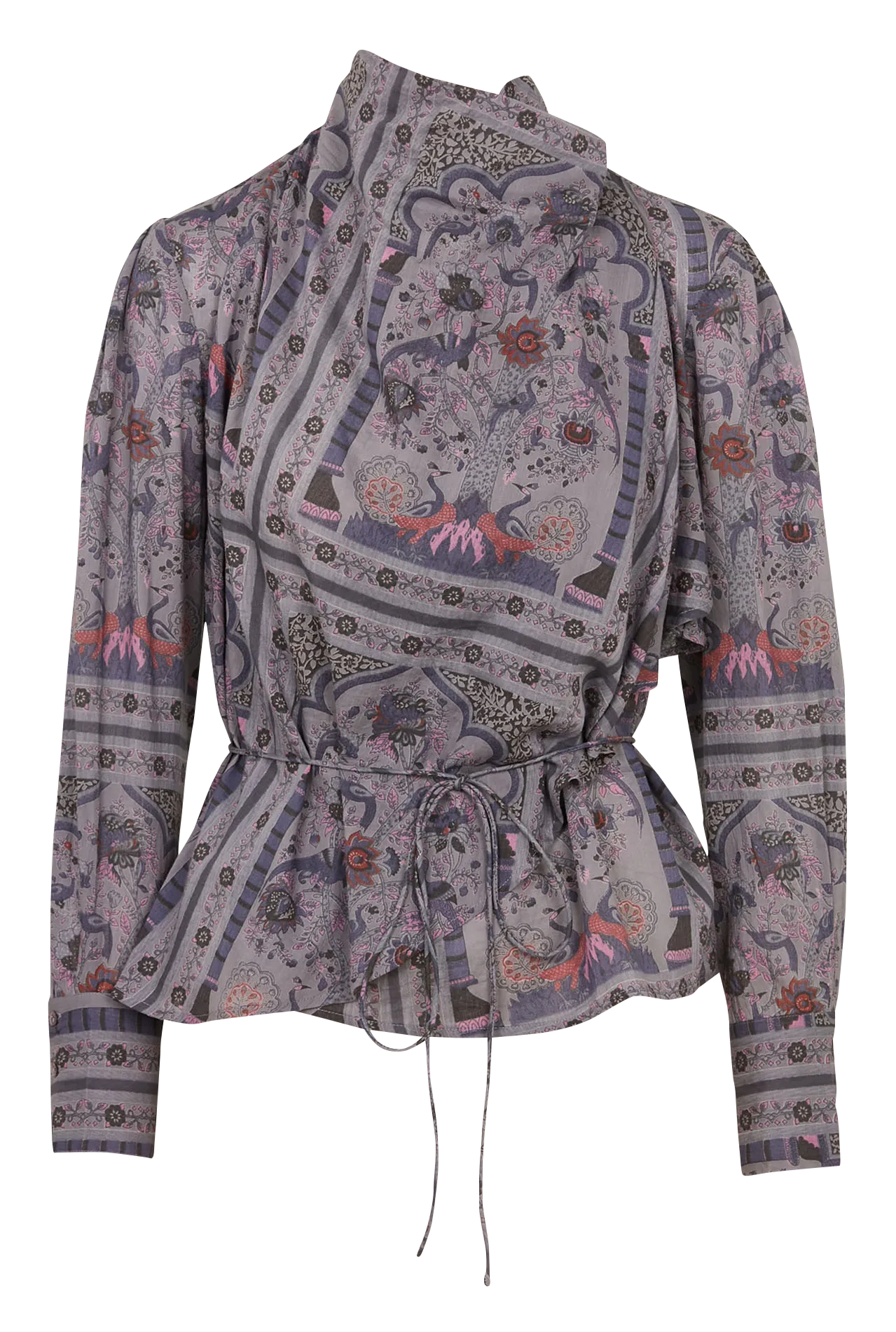 Top drapé manches longues à motifs Gris PIE