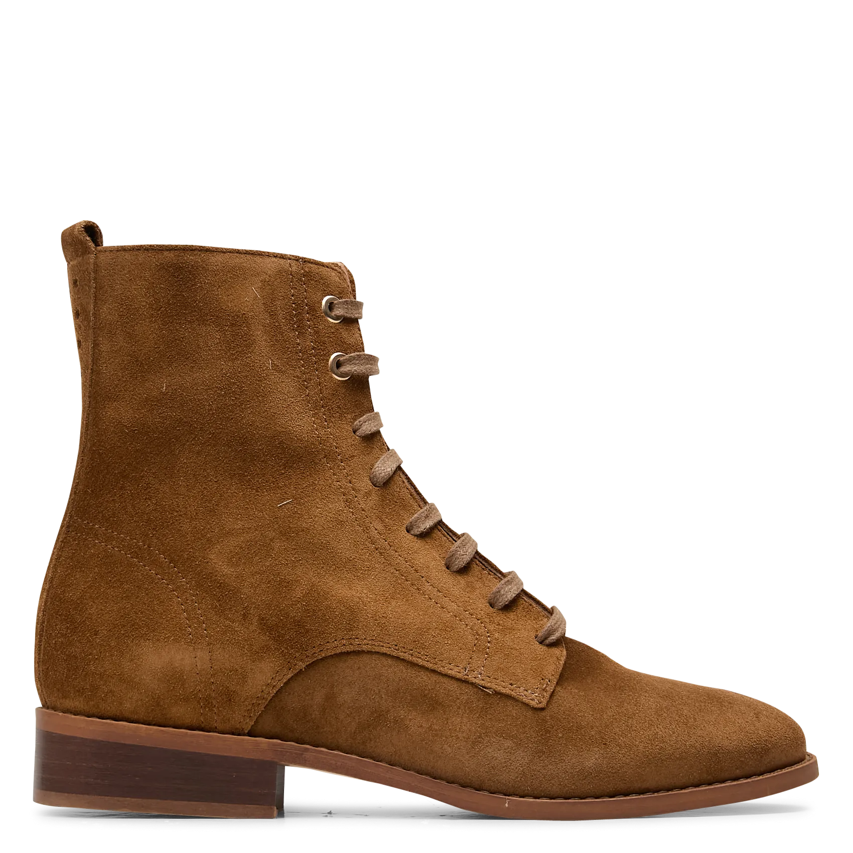 Bottines à lacets en cuir velours Marron NASTIA
