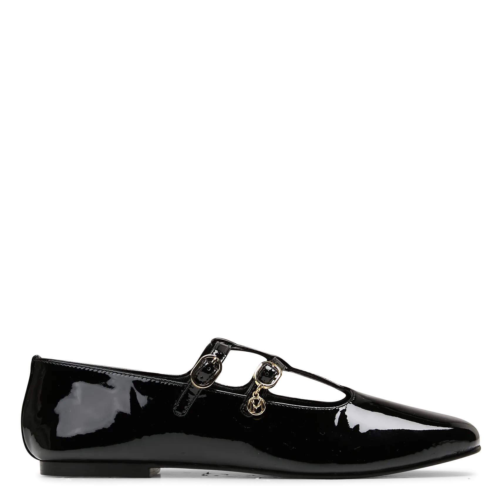 Ballerines double brides en cuir Noir CELIL