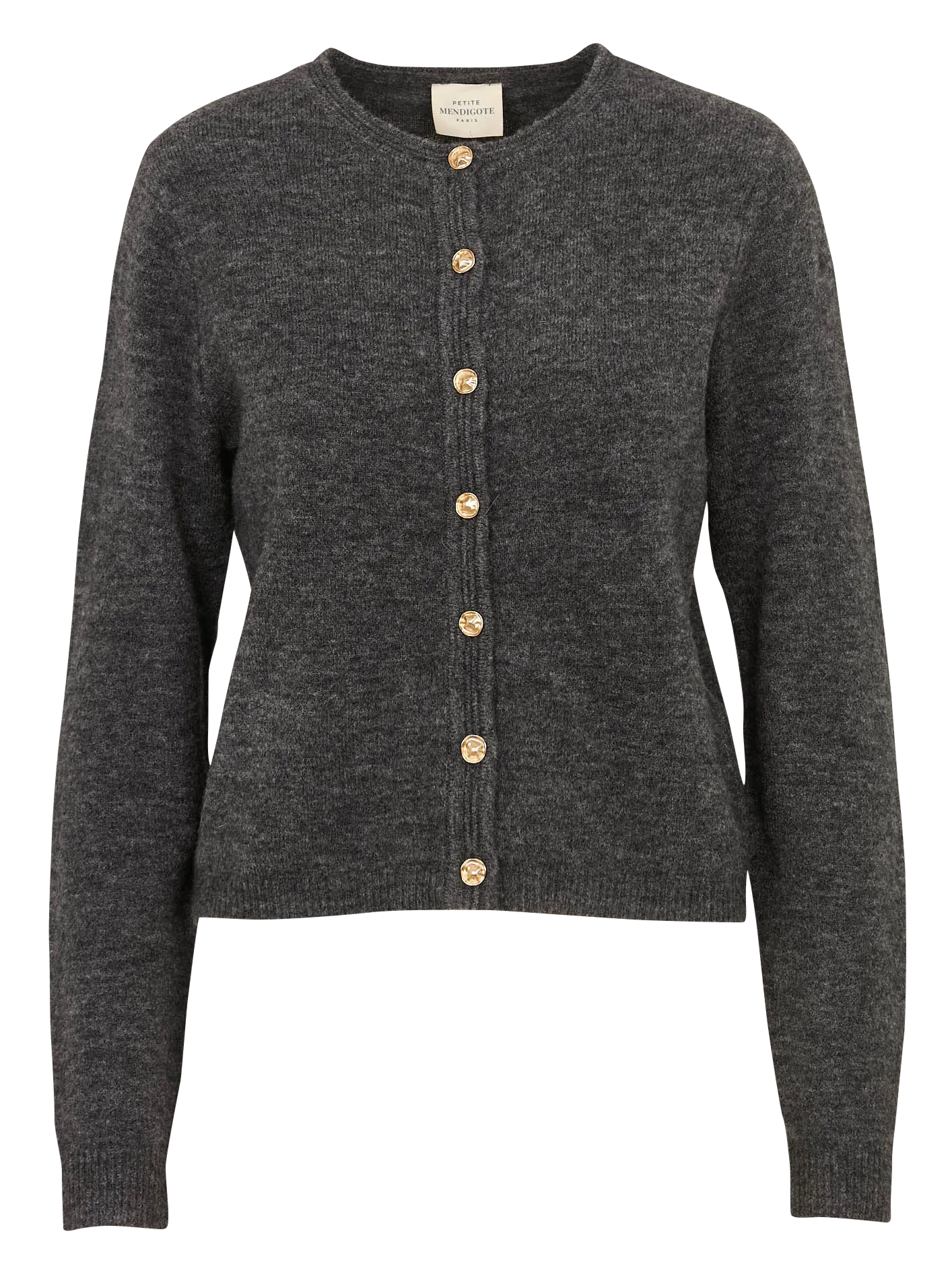 Gilet oversize col rond en laine mélangée Noir MYRIAM