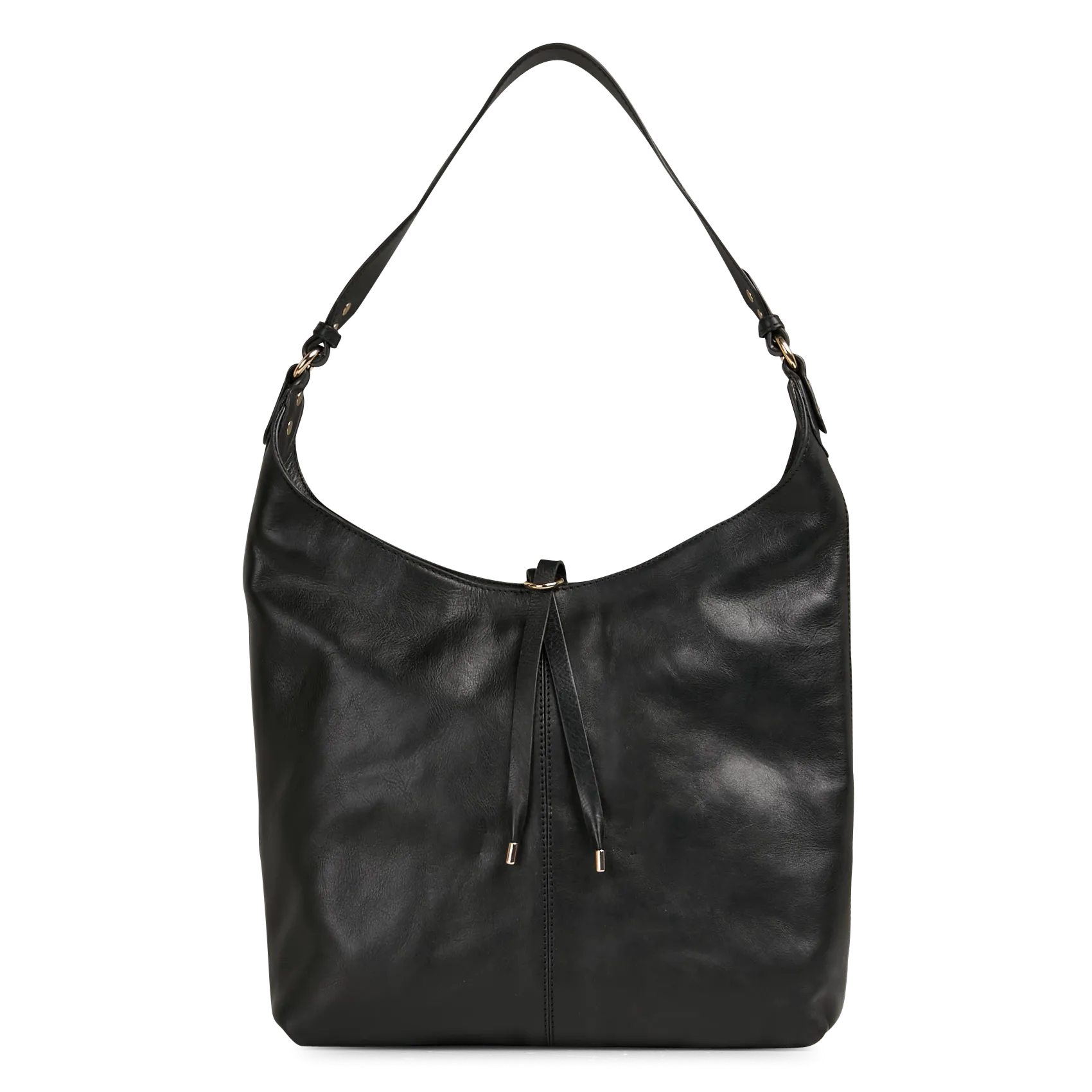 Sac porté épaule uni en cuir Noir SOPHIE