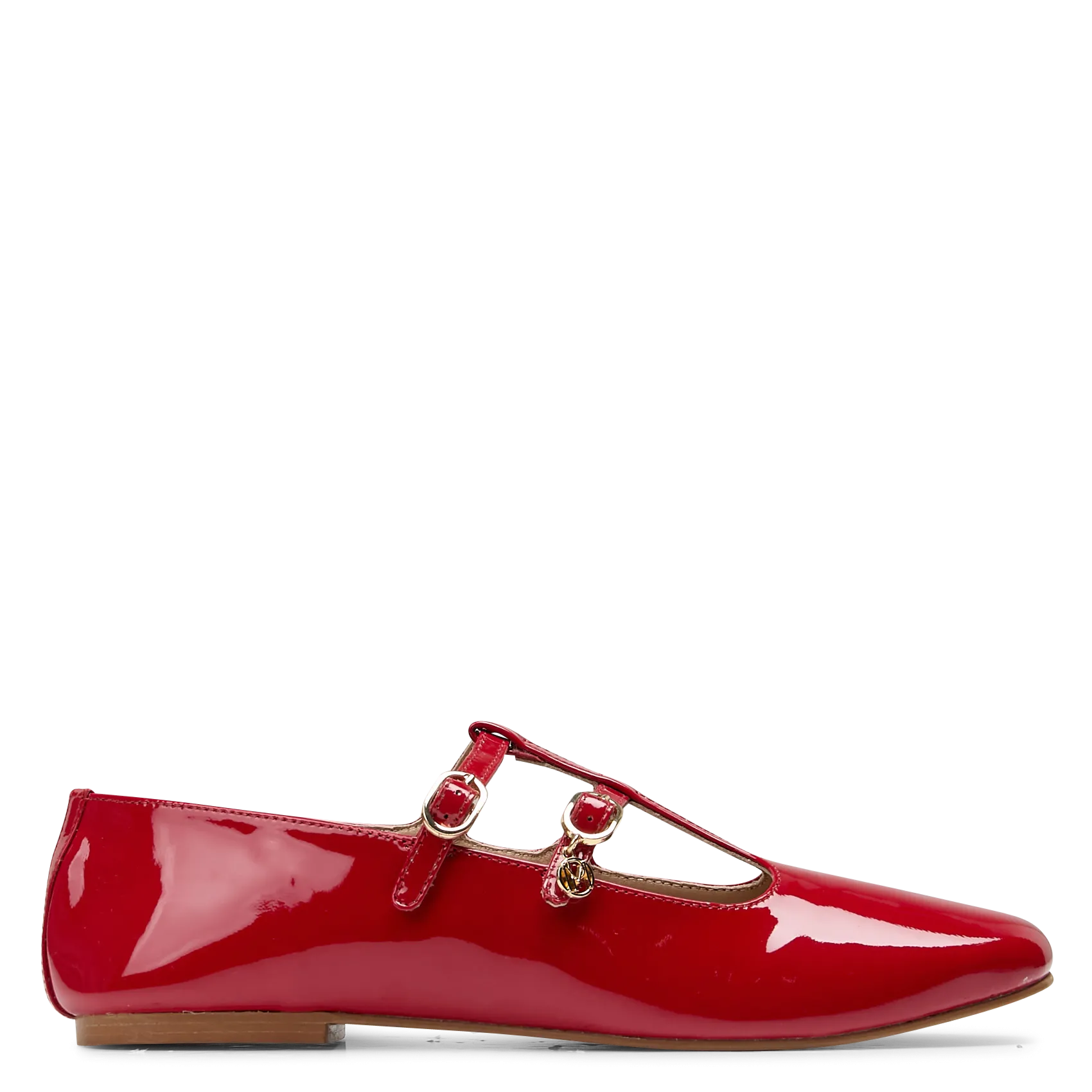 Ballerines double brides en cuir Rouge CELIL