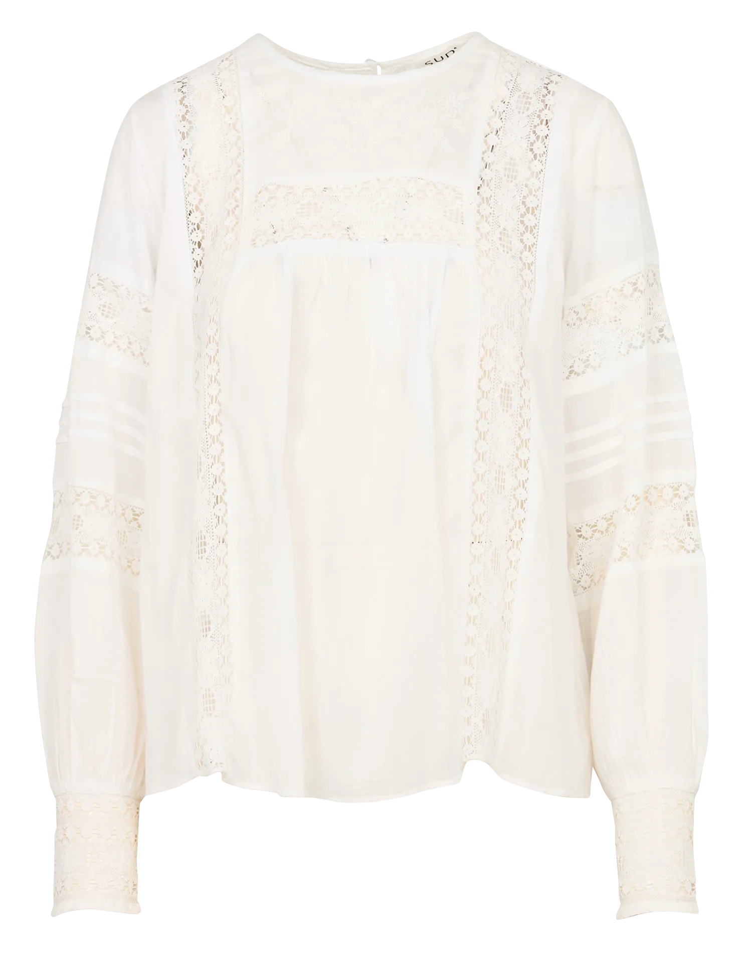 Chemise droite unie en dentelle Blanc TELOUISE