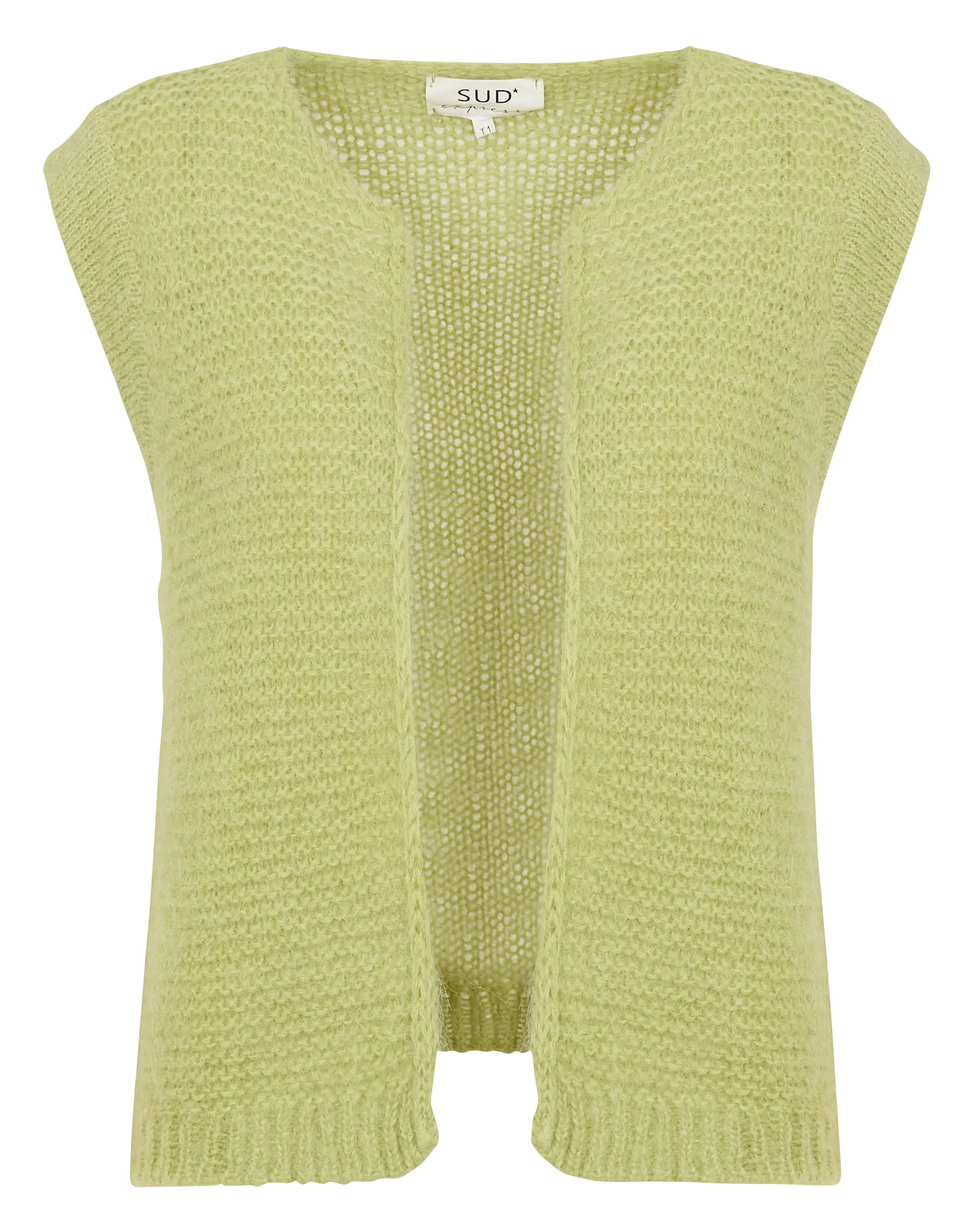 Gilet court en mohair et alpaga Vert GOTANA
