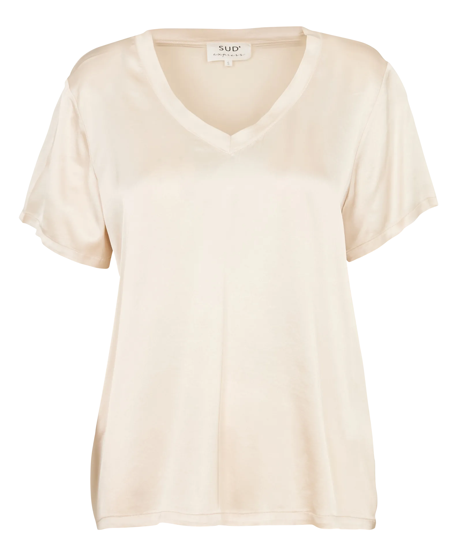Tee-shirt ample col V satiné Beige TICIA
