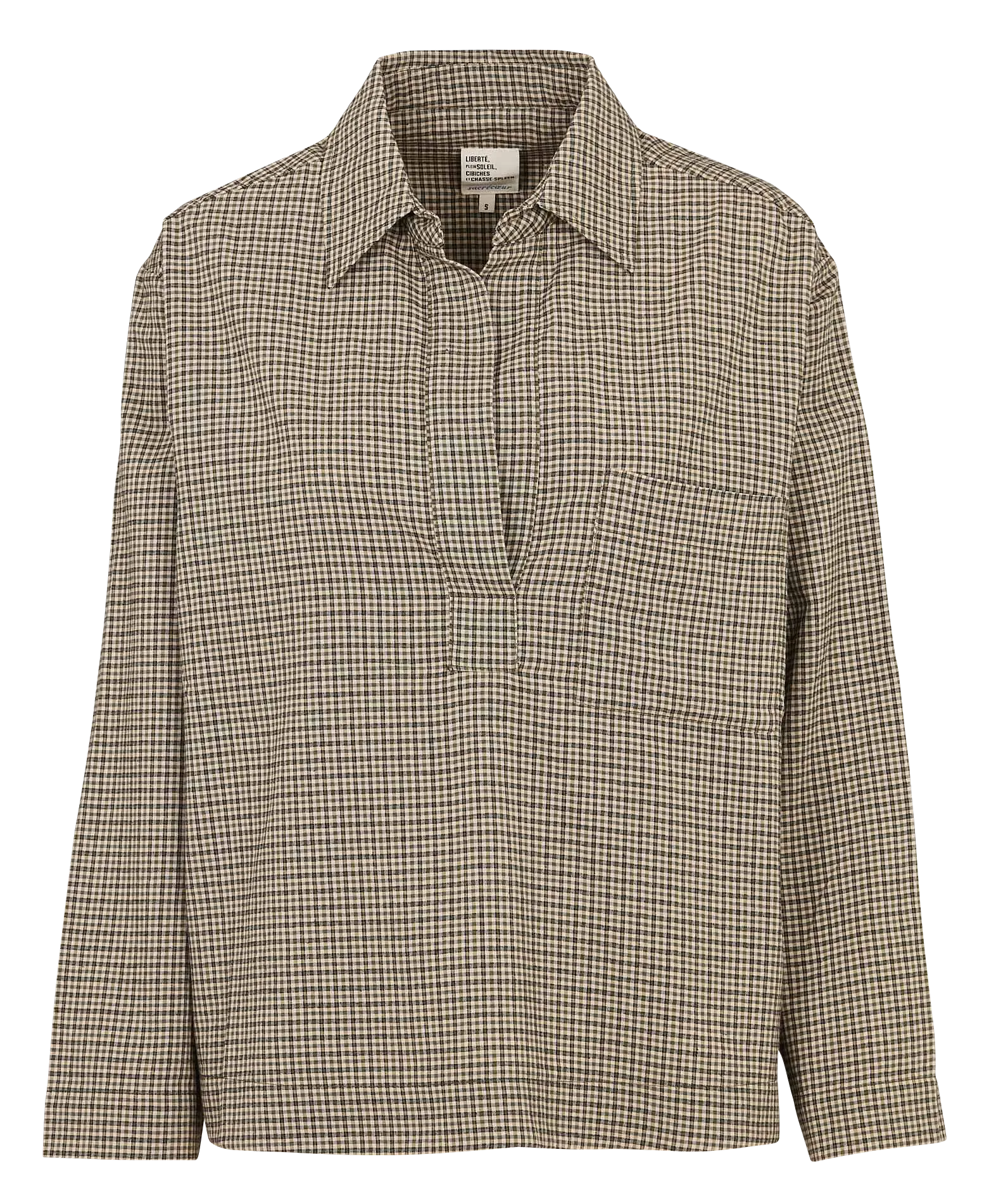 Top ample manches longues à carreaux Vert MAELIE