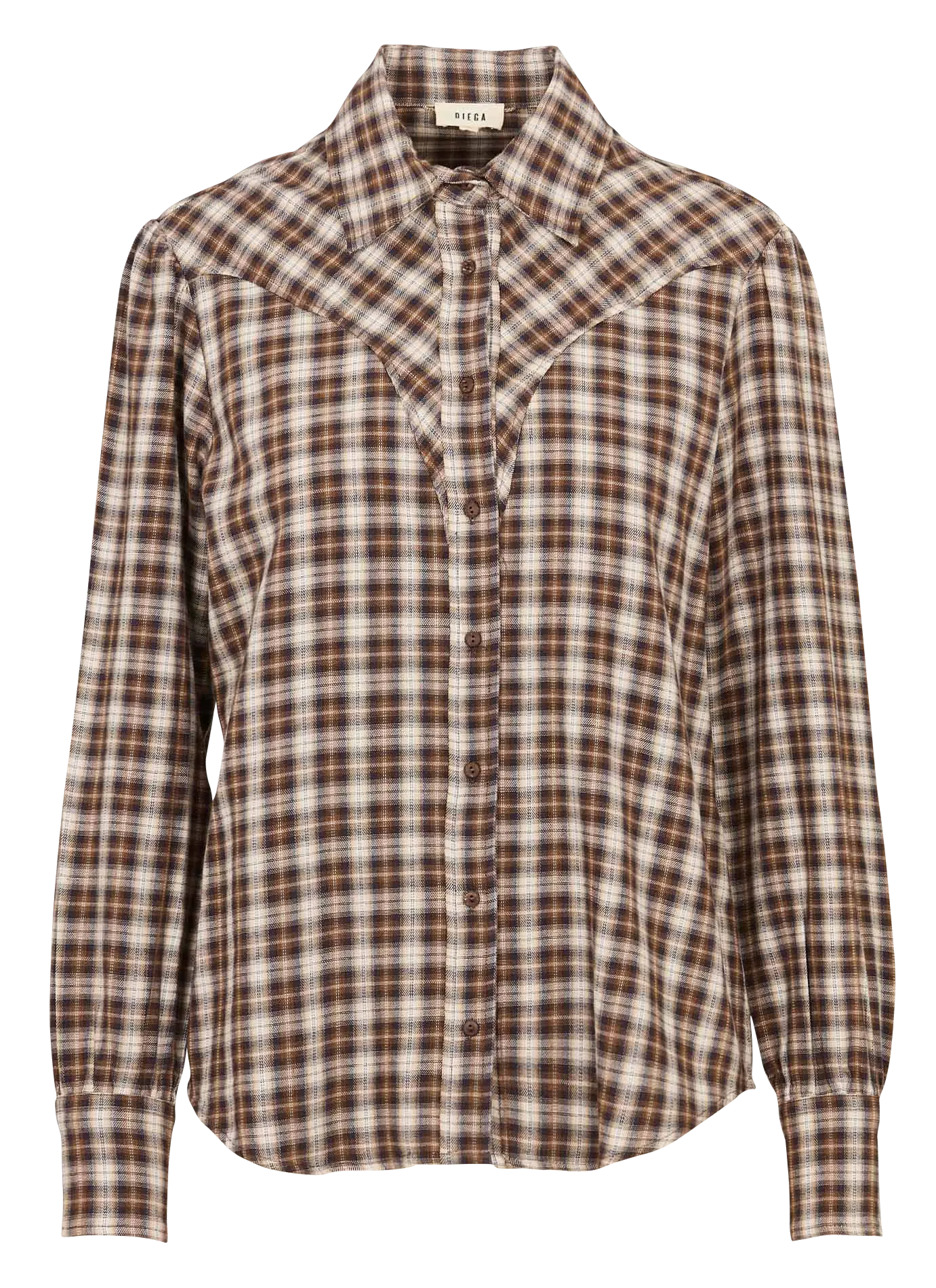 Chemise droite col classique à carreaux Marron COSTELINA