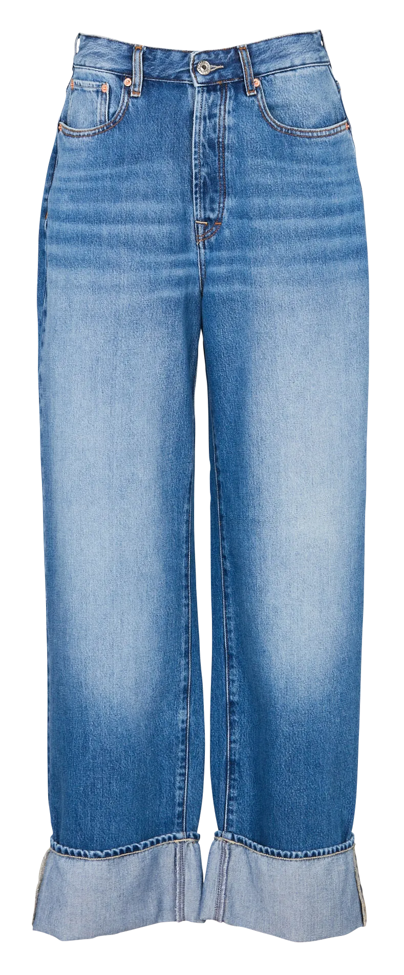 Jean large en coton mélangé Bleu PATSY