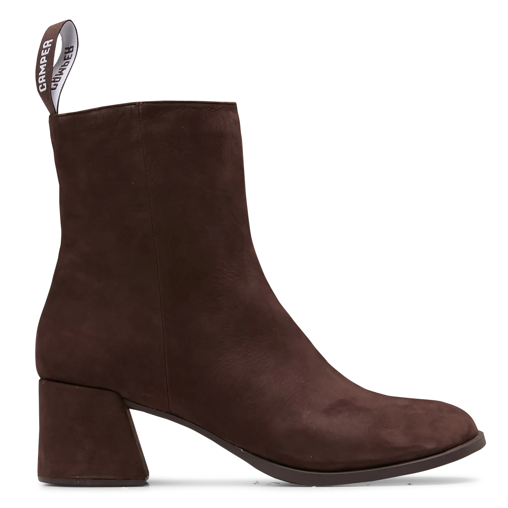 Bottines à talons unies en cuir Marron KORA