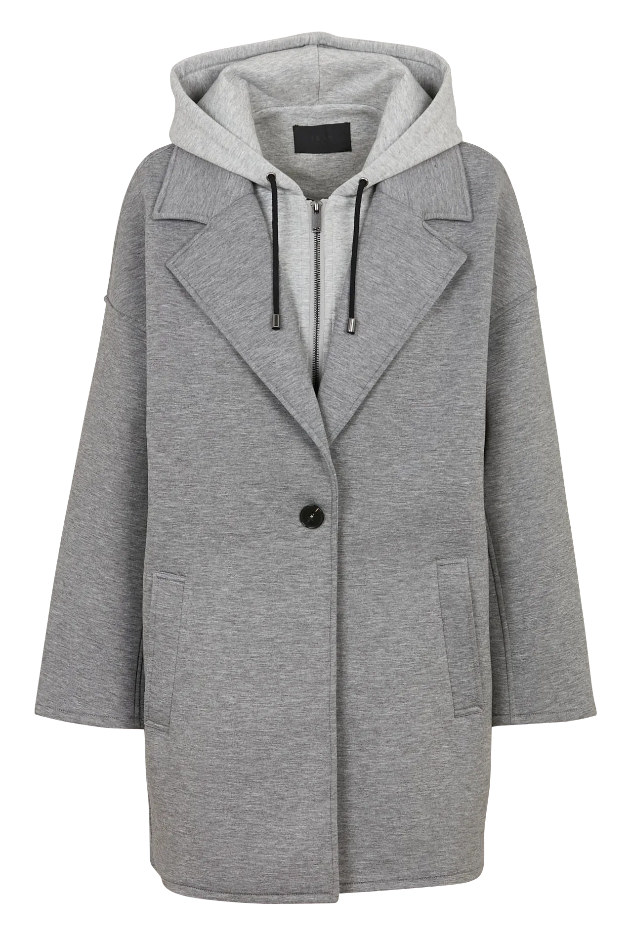 Manteau droit avec capuche amovible Gris