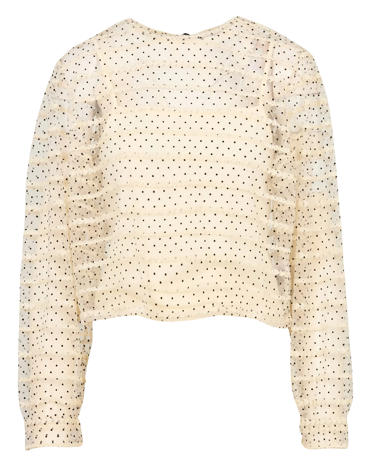 Top col rond à pois Beige GABRIELLE