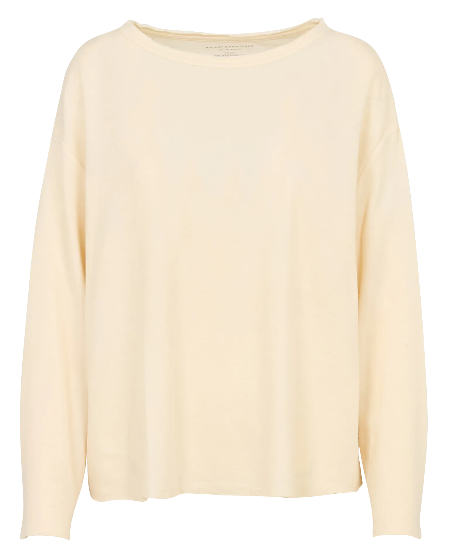 Tee-shirt droit col bateau en coton bio et cachemire Beige