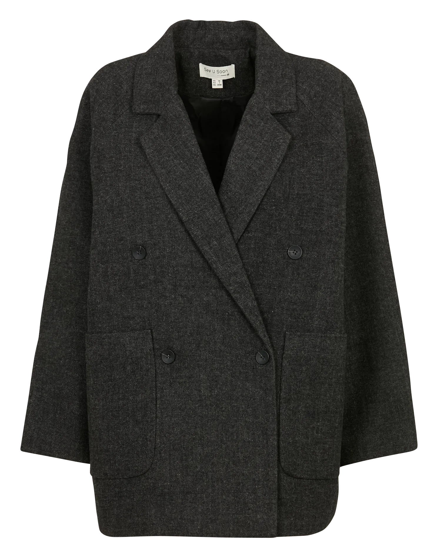 Manteau oversize col tailleur à chevrons Argent