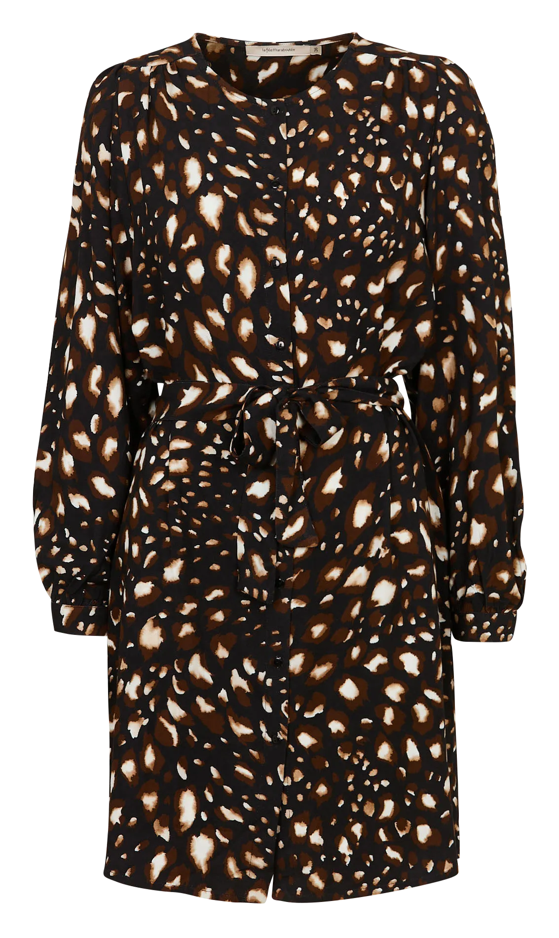 Robe courte boutonnée à motif Noir