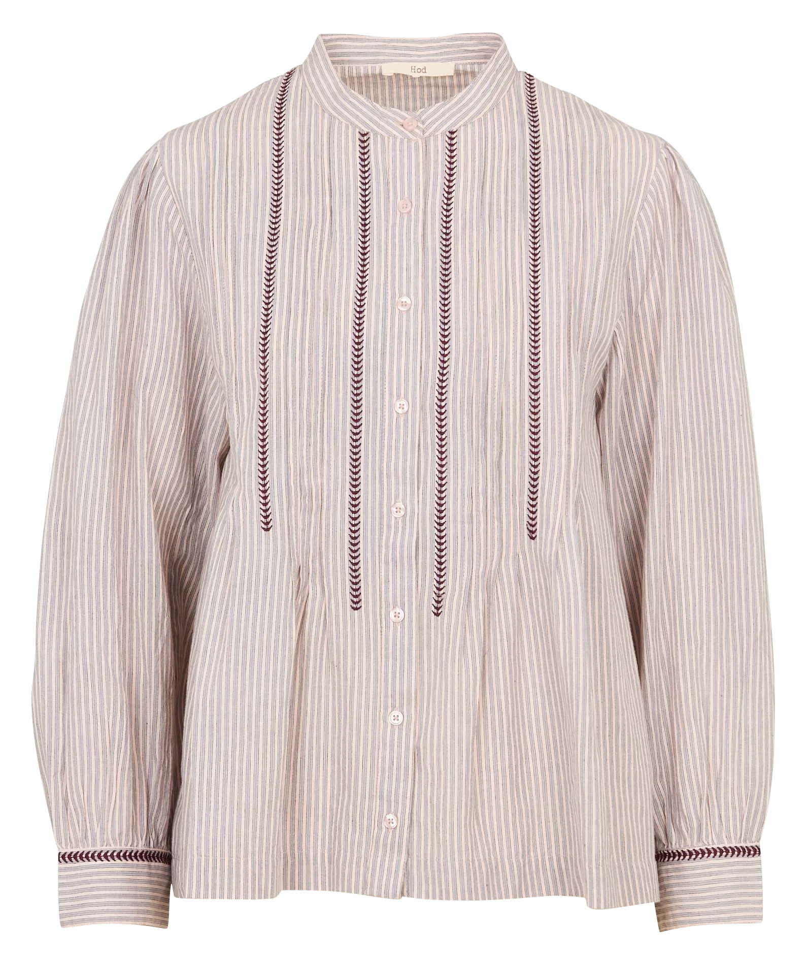 Chemise rayée en coton col rond Beige CHLOE