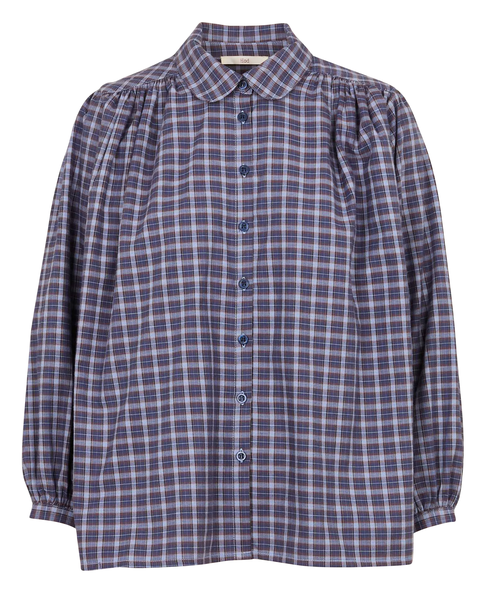 Chemise à carreaux col classique en coton Bleu JOLYNE