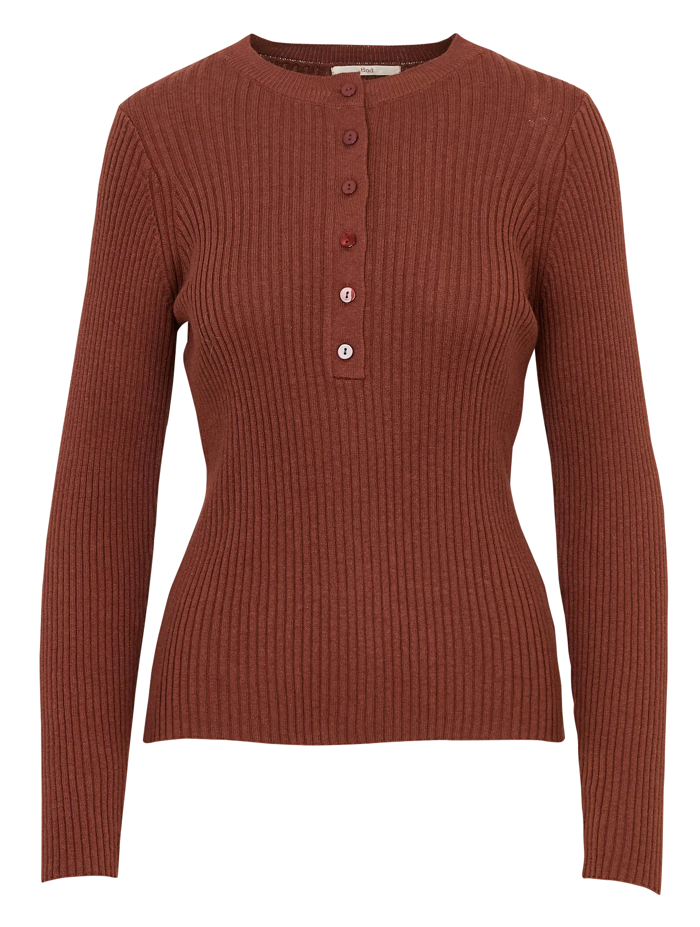 Top col rond en coton et en laine mélangés Marron JOSHUA