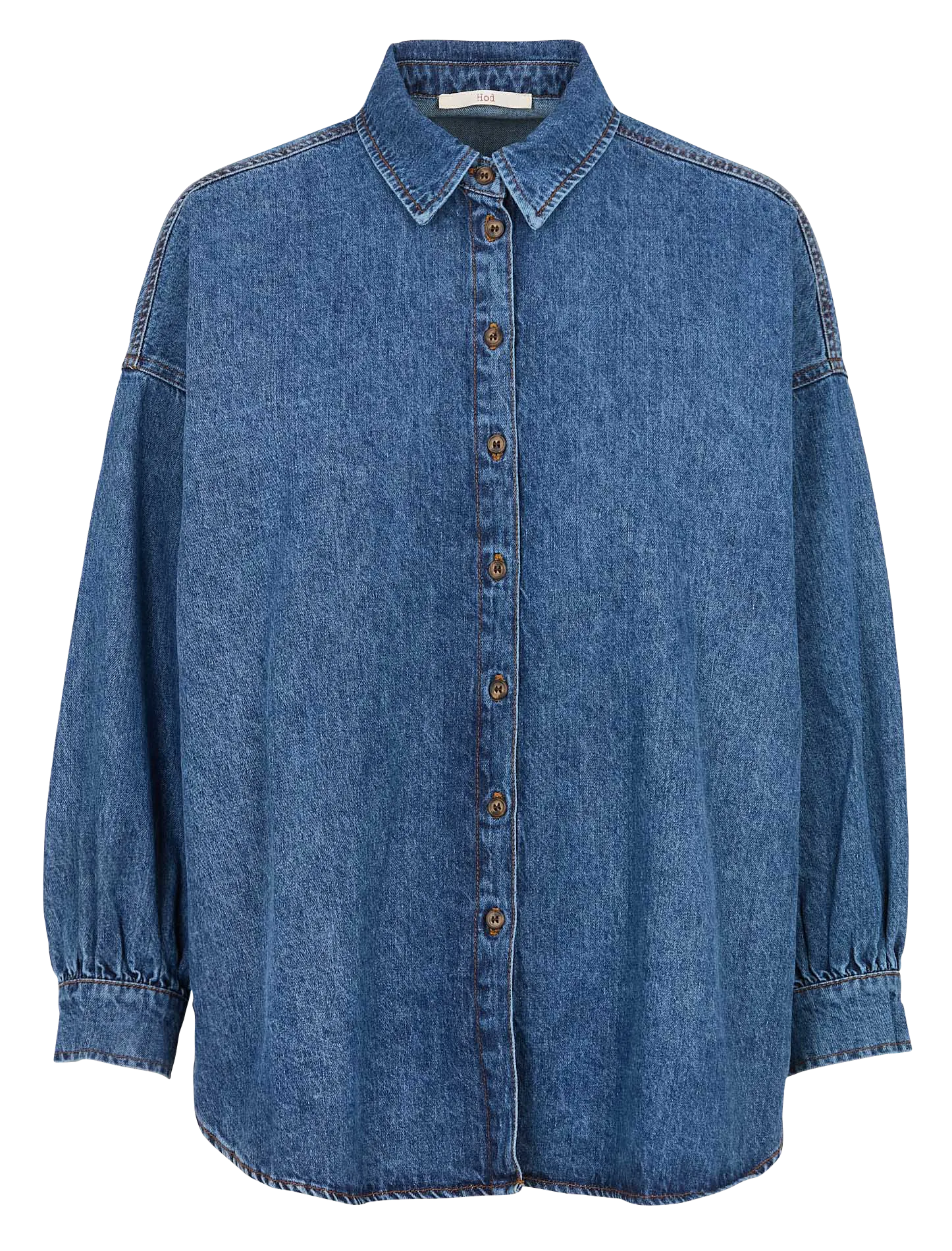 Chemise col classique en denim Bleu KELLY