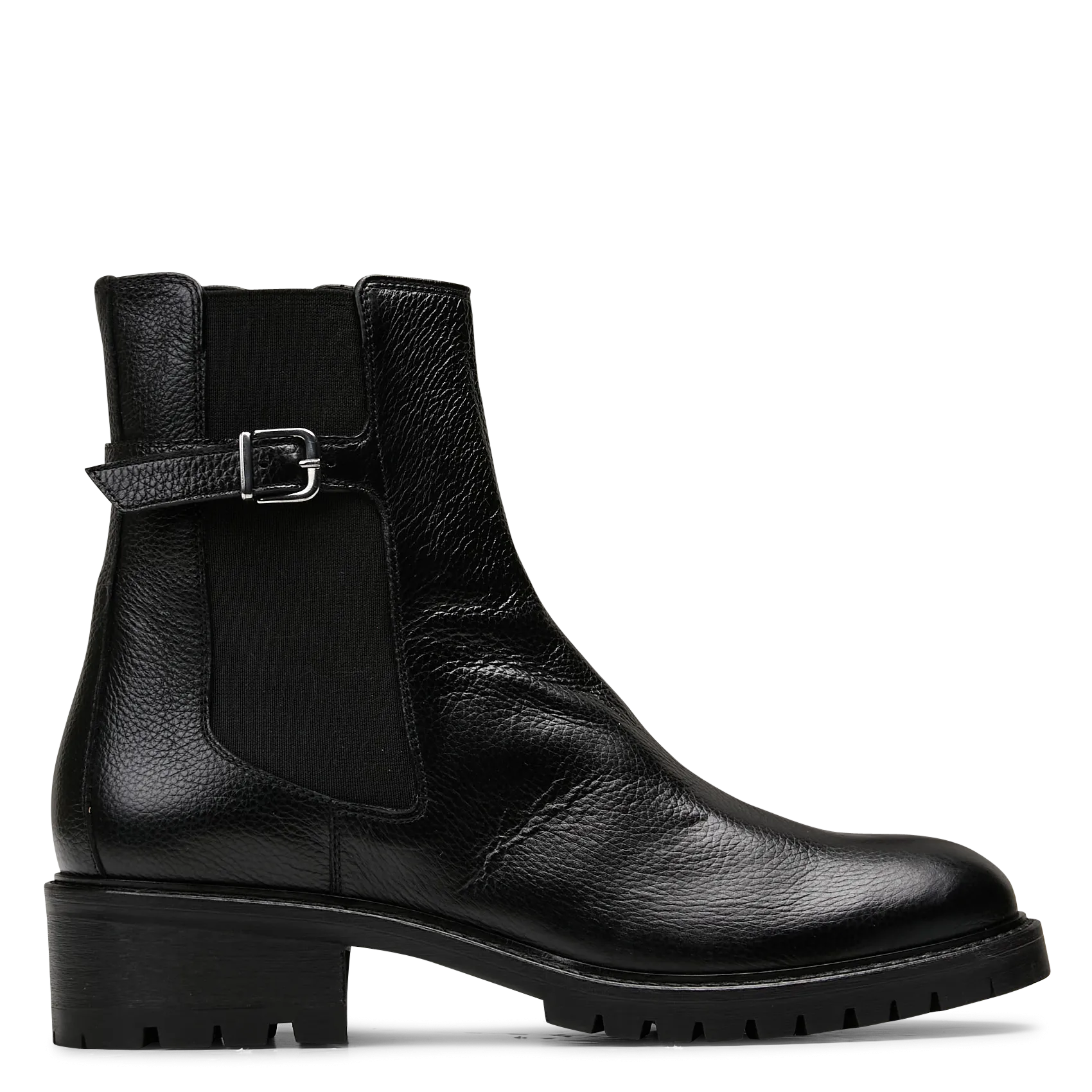 Bottines zippées en cuir lisse Noir TINA