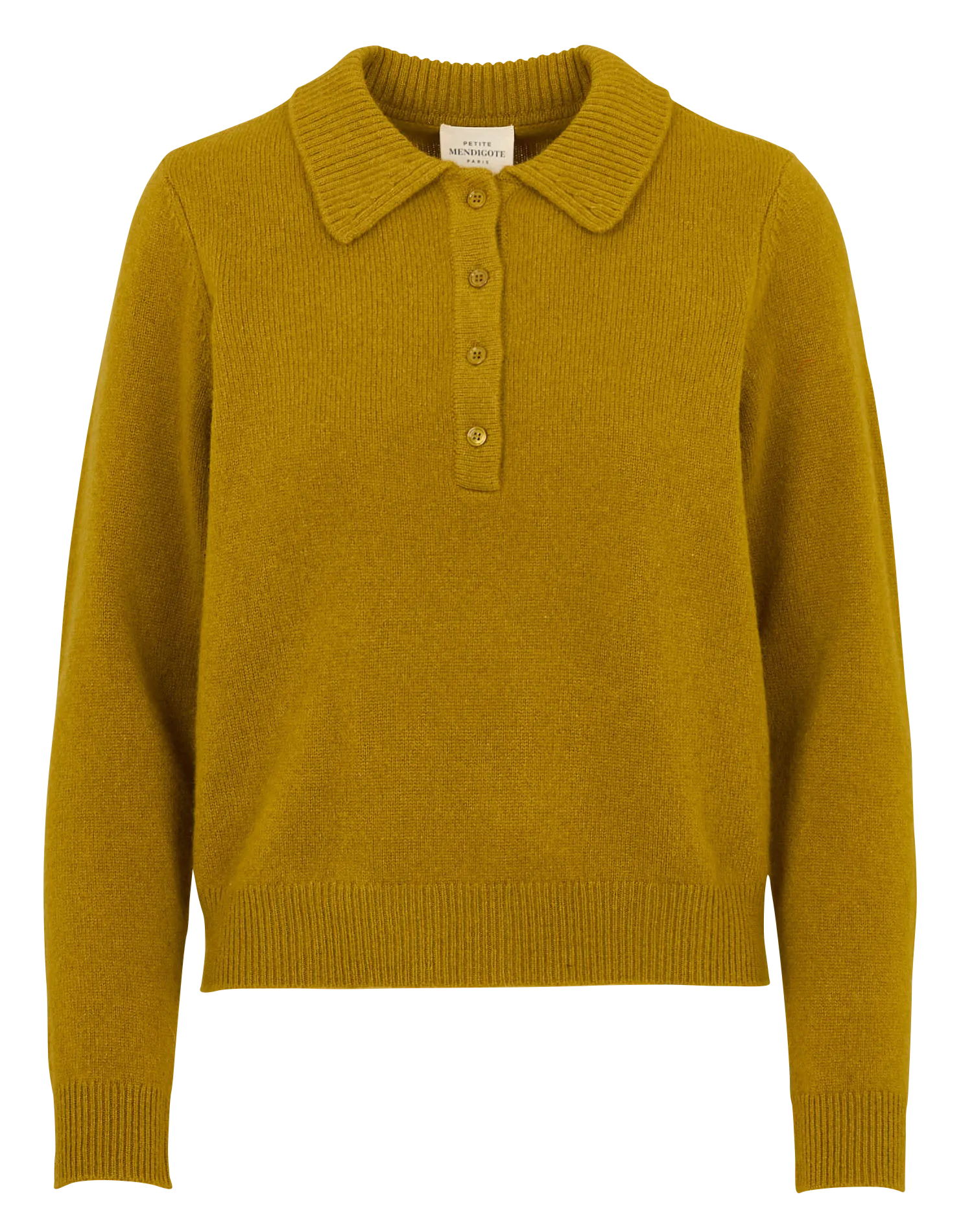 Pull oversize col polo en laine et cachemire Vert MAURICE