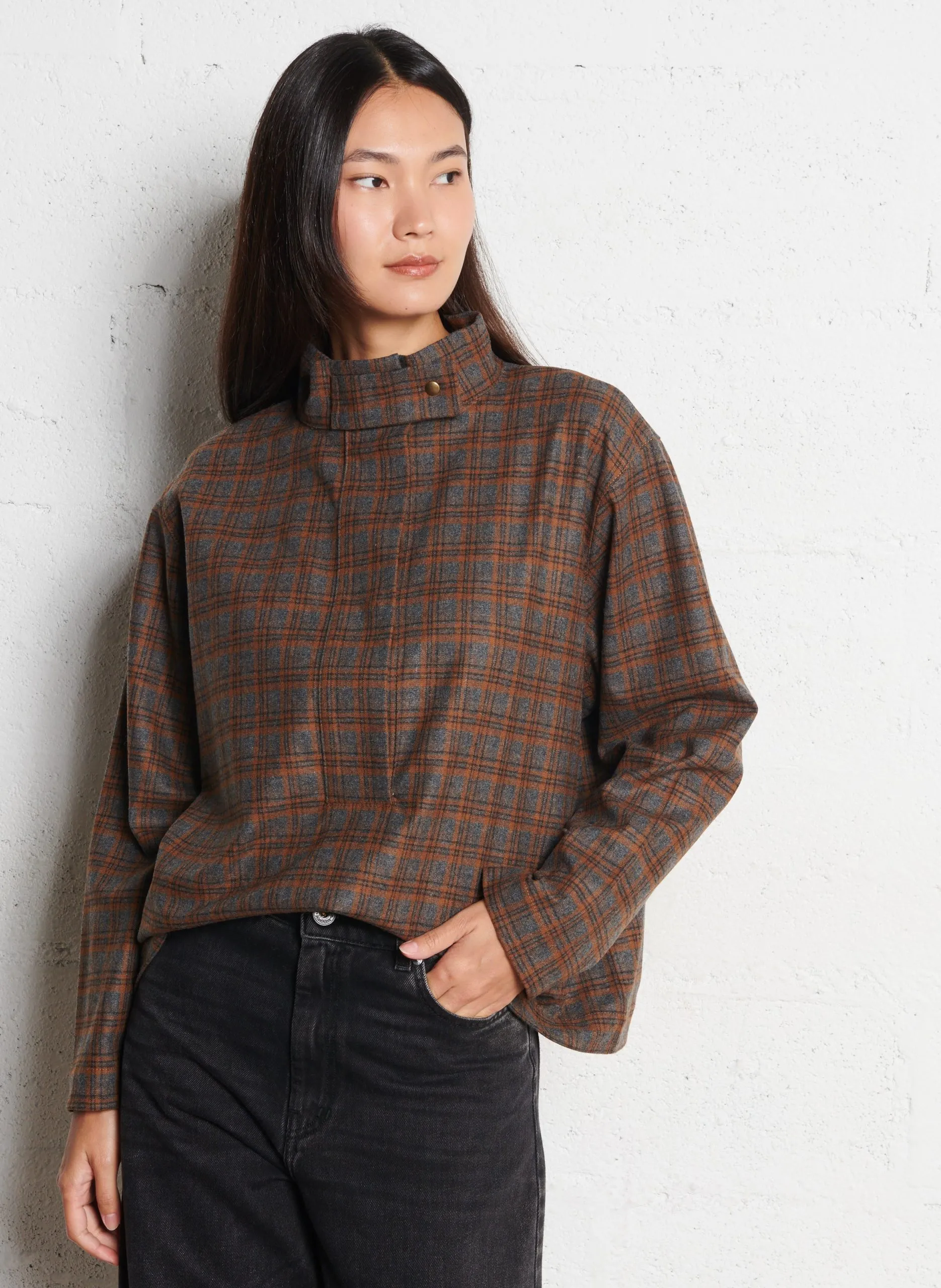 Top col montant en laine mélangée Beige LOIC