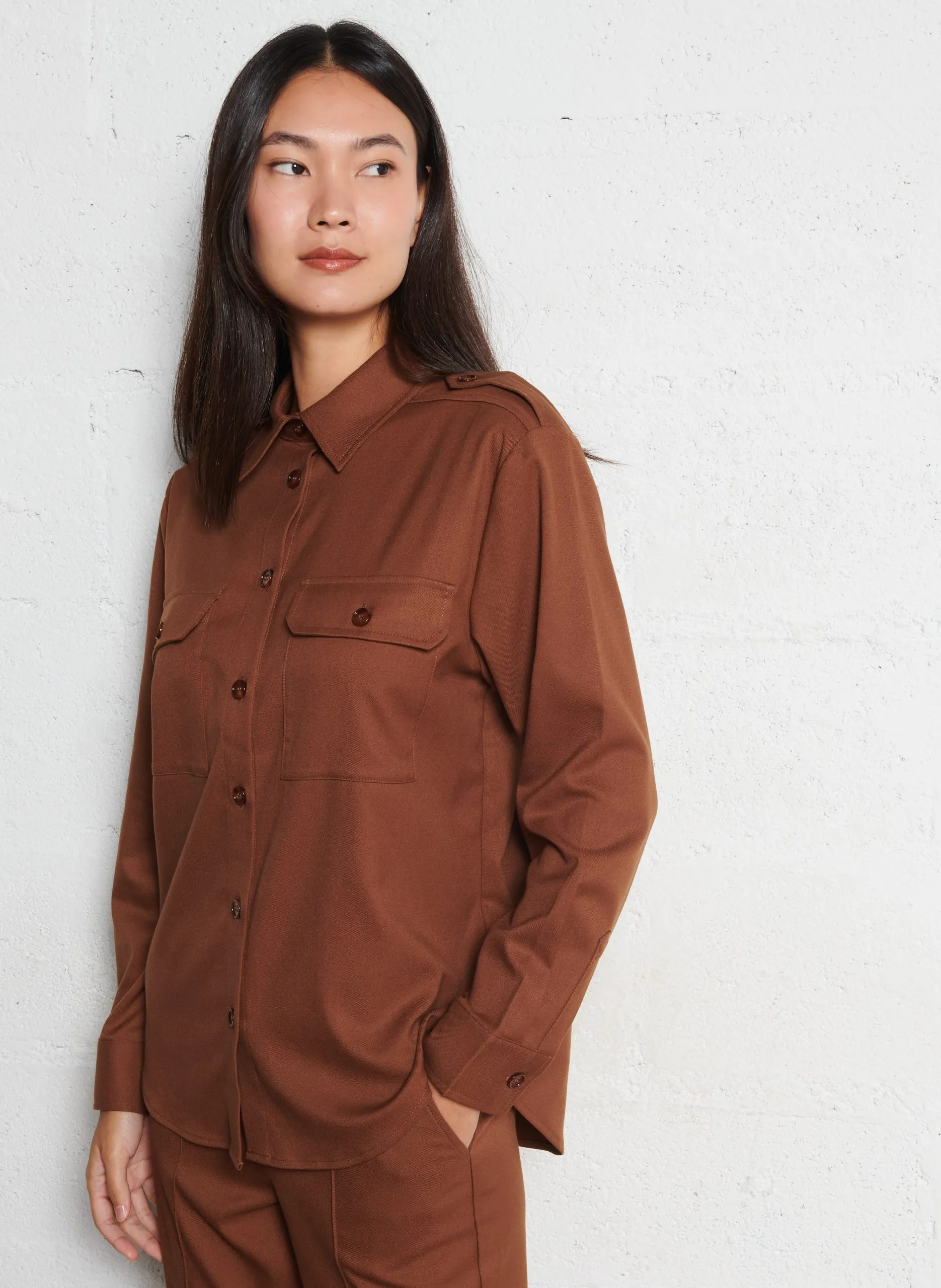 Chemise oversize col classique Marron THOMAS