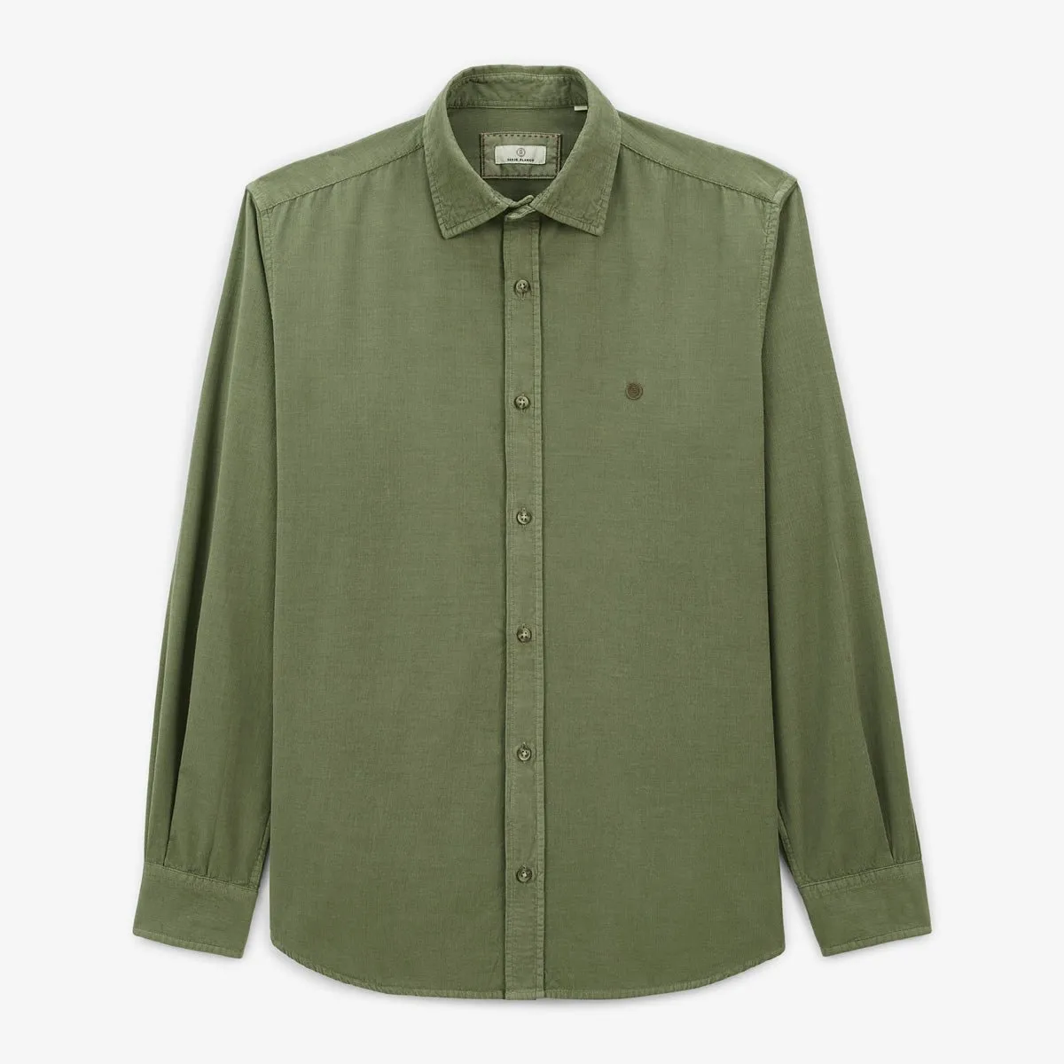 Chemise manches longues en velours unie Vert CHARLES