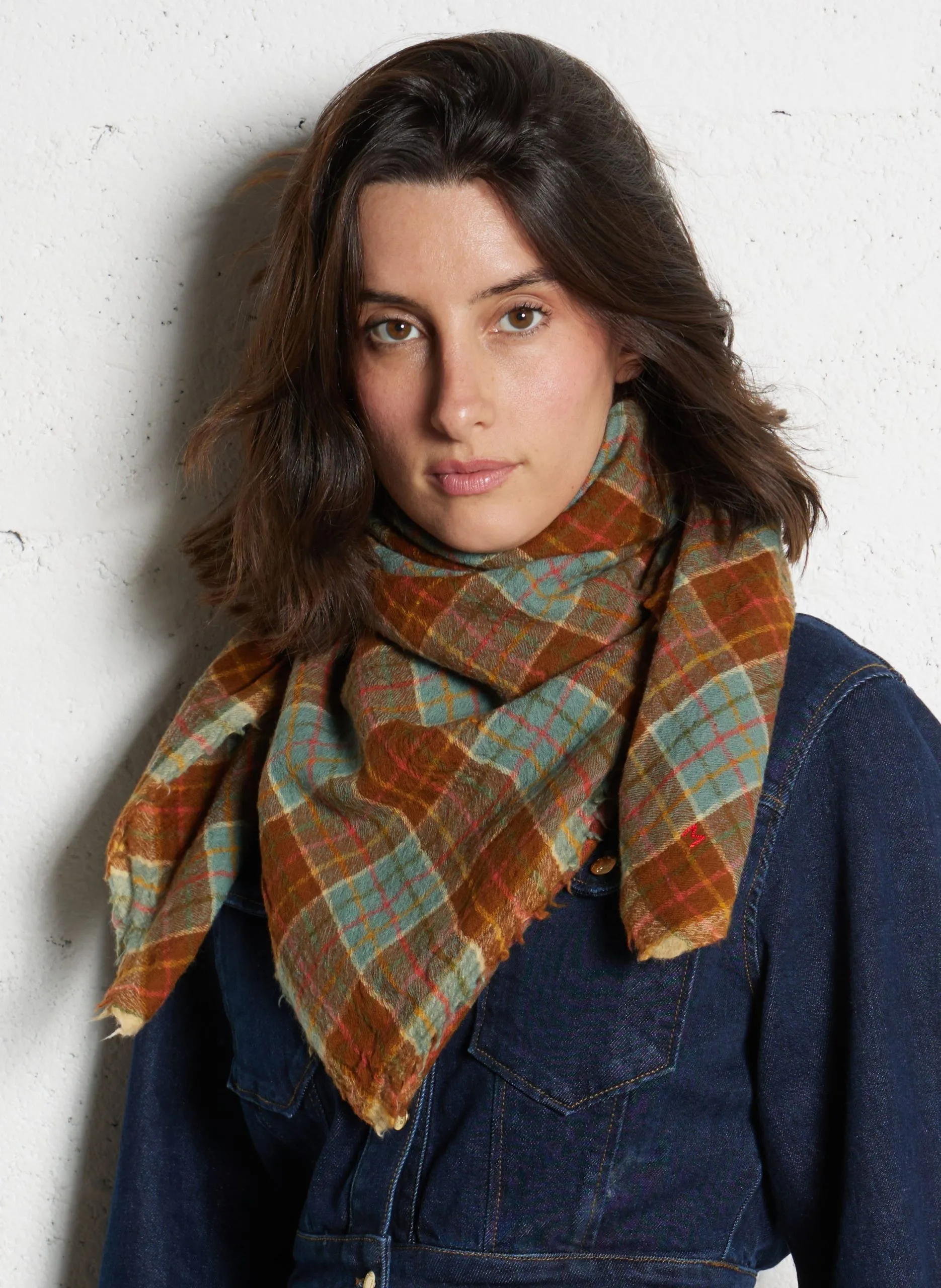Foulard en laine mélangée Marron N°799