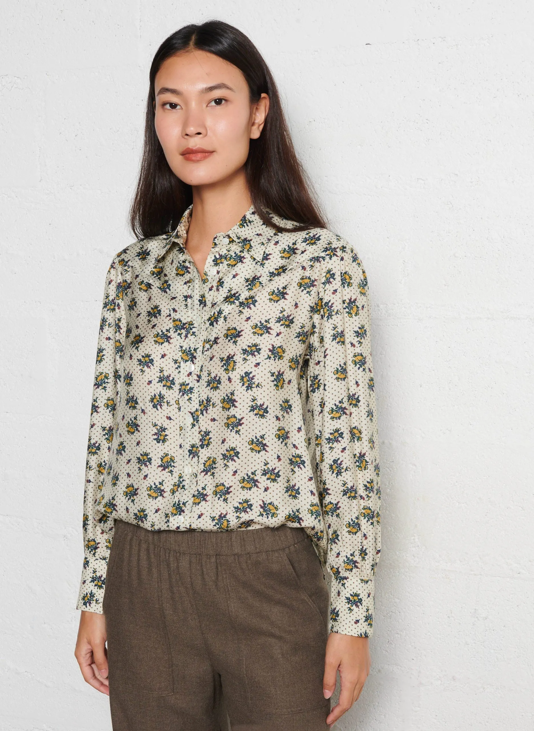 Chemise fluide droite imprimée Bleu COSTELINA