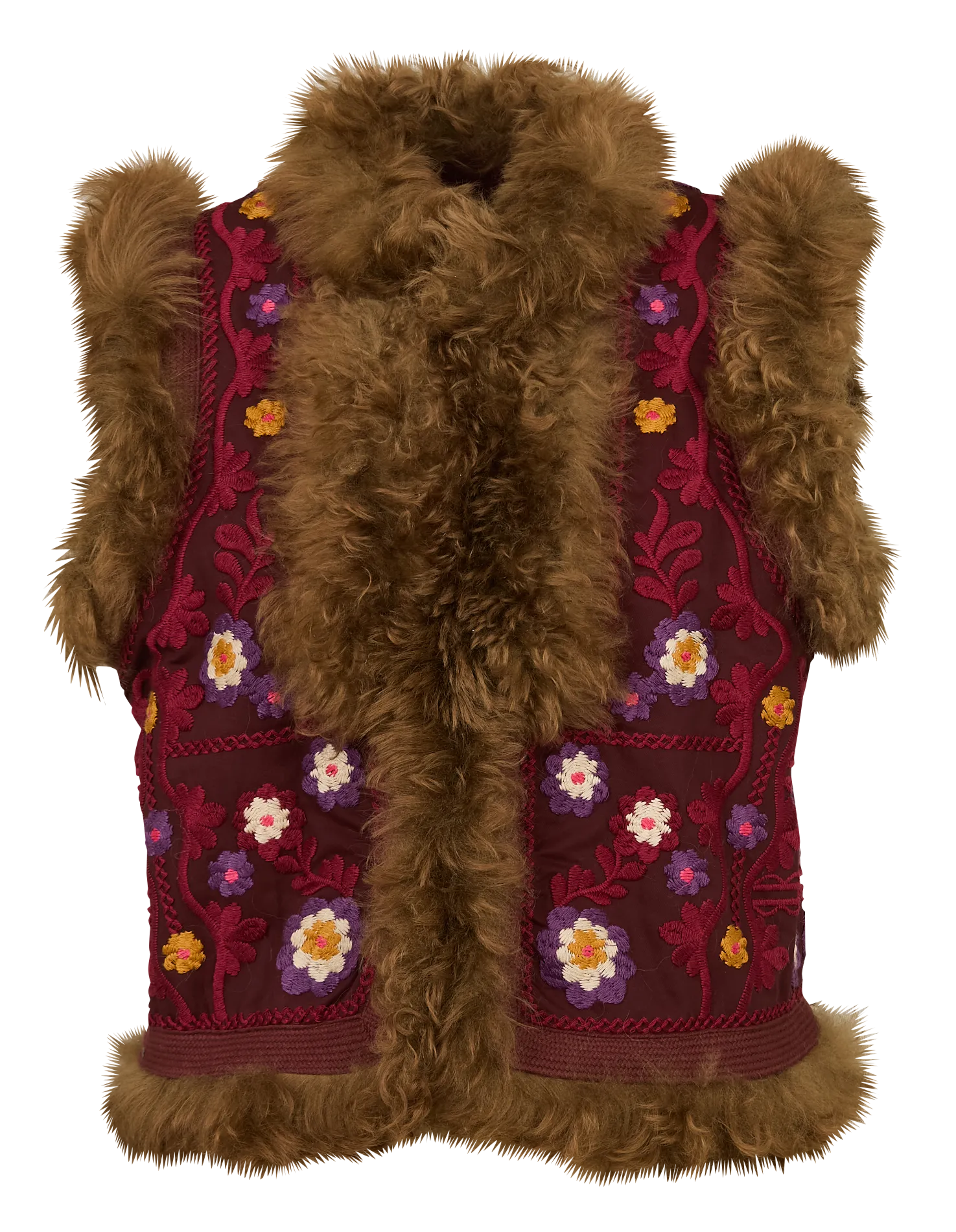 Veste sans manches brodée en laine mélangée Rouge MAGYAR