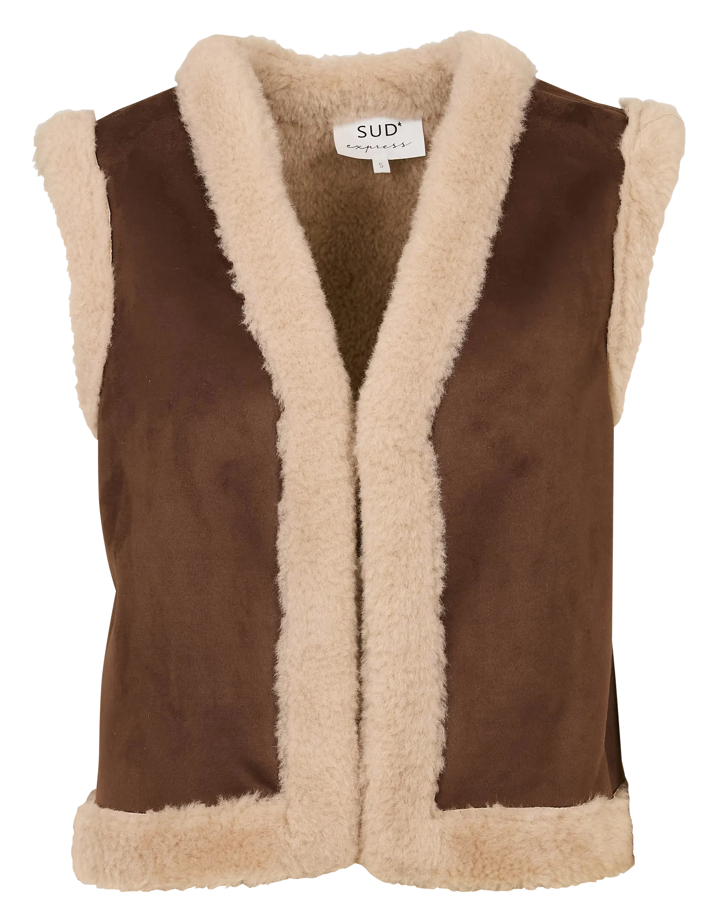 Gilet sans manches effet peau lainée Marron GASTY