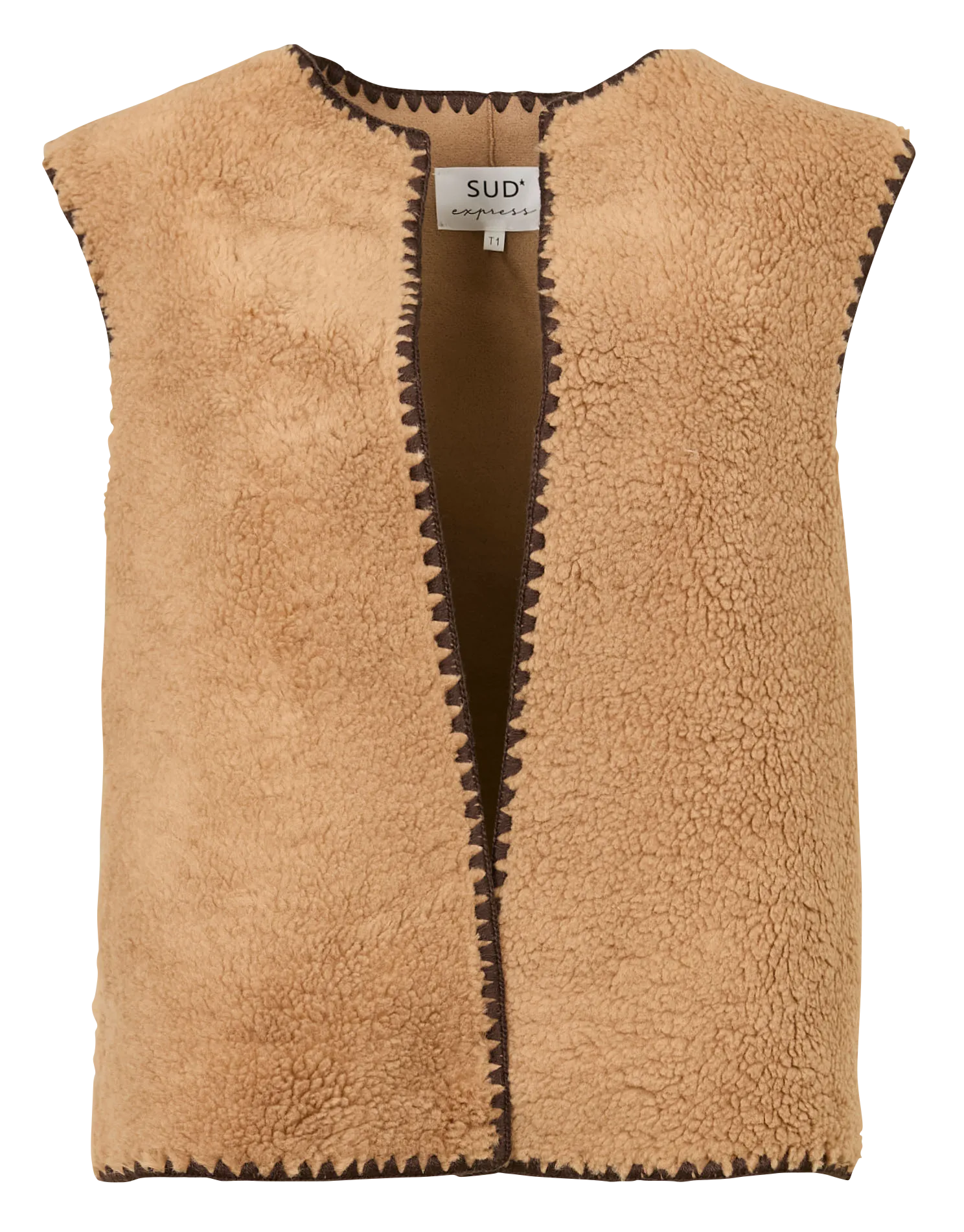 Veste col rond en sherpa Beige GIRA