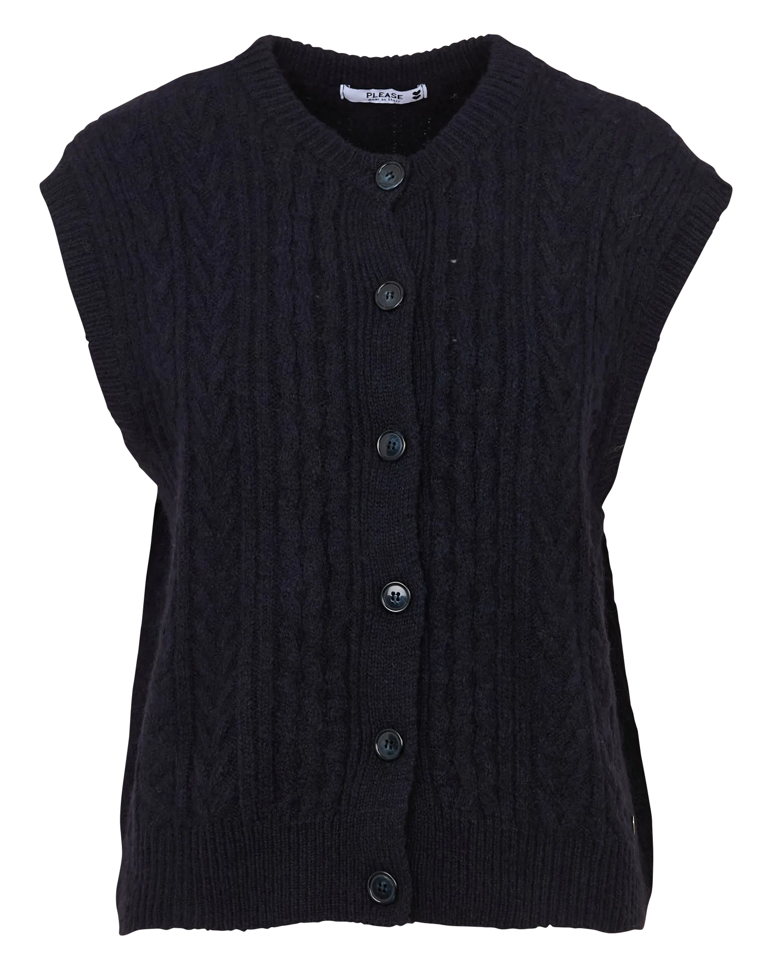 Gilet oversize col rond Bleu