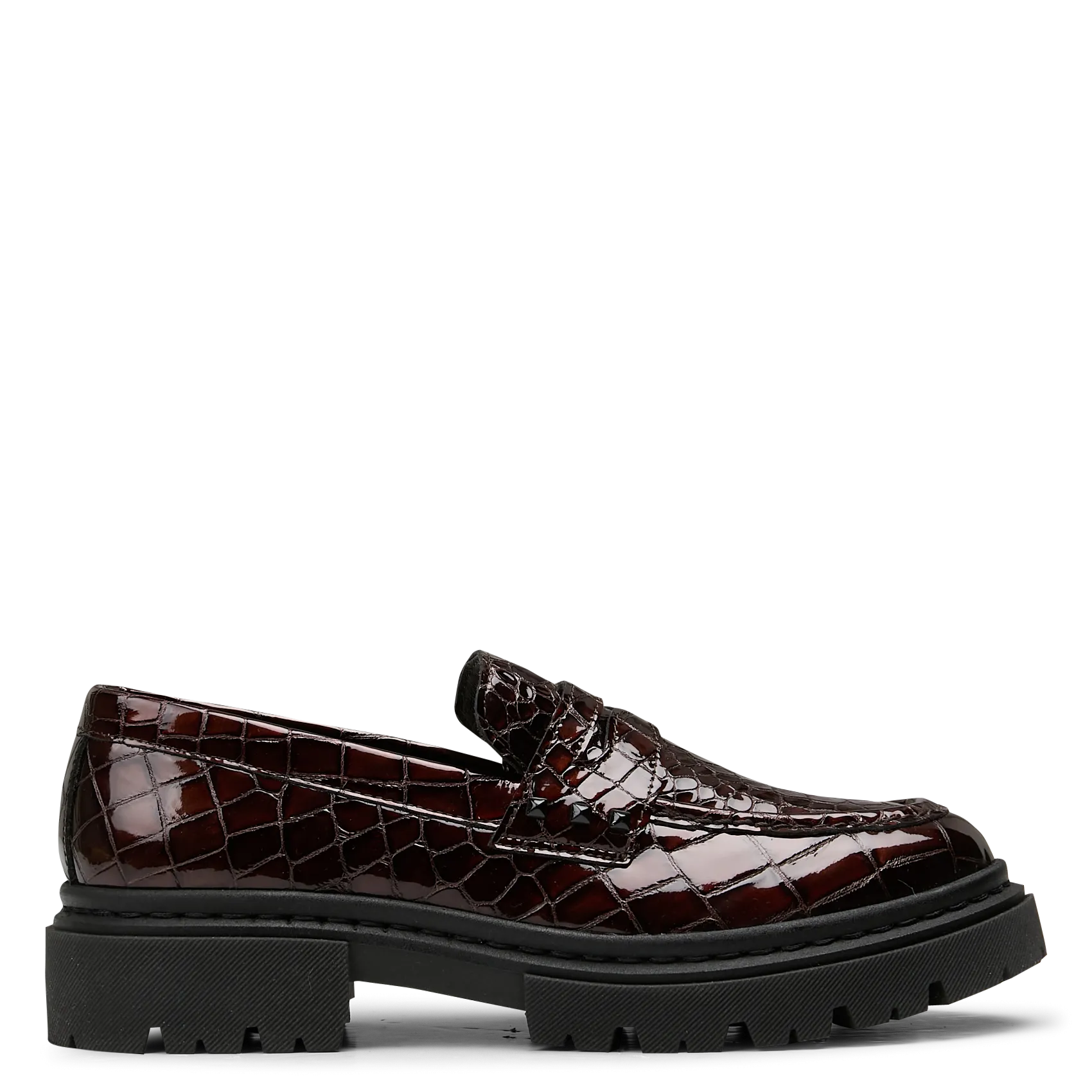 Mocassins en cuir embossé croco Marron O.MAYA