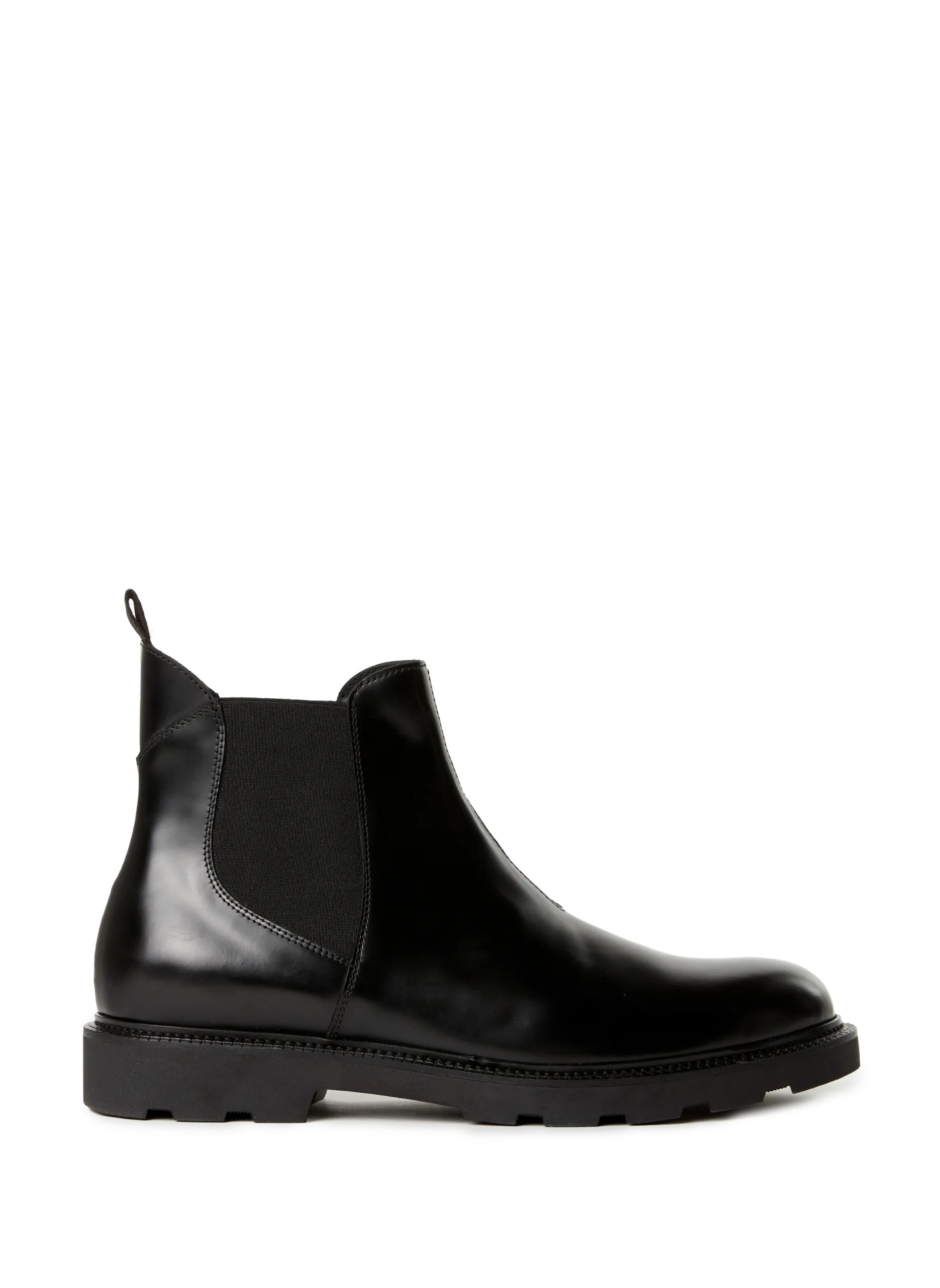 Bottines élastiquées unies en cuir Noir