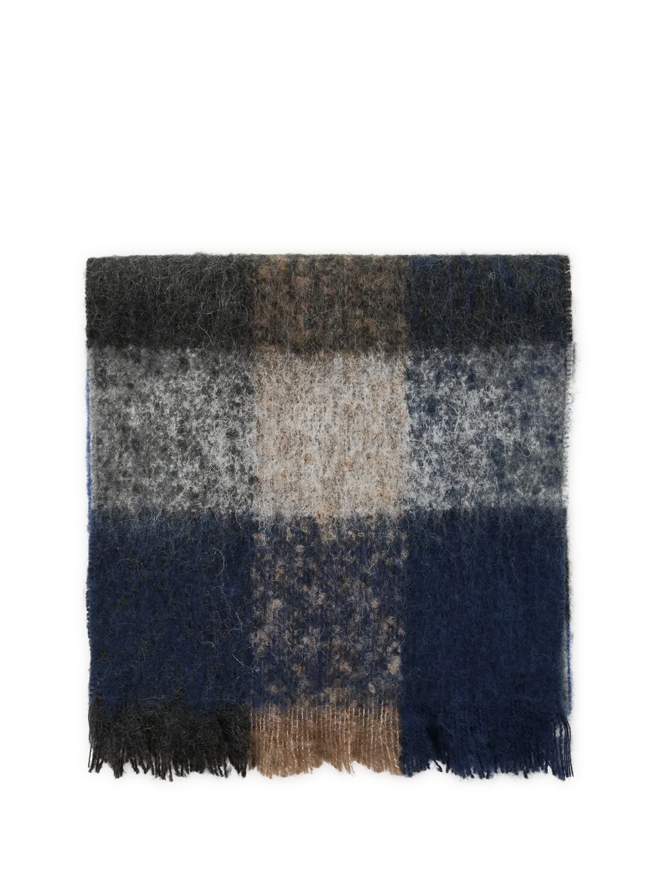 Echarpe à carreaux aux bords effilés Multicolore