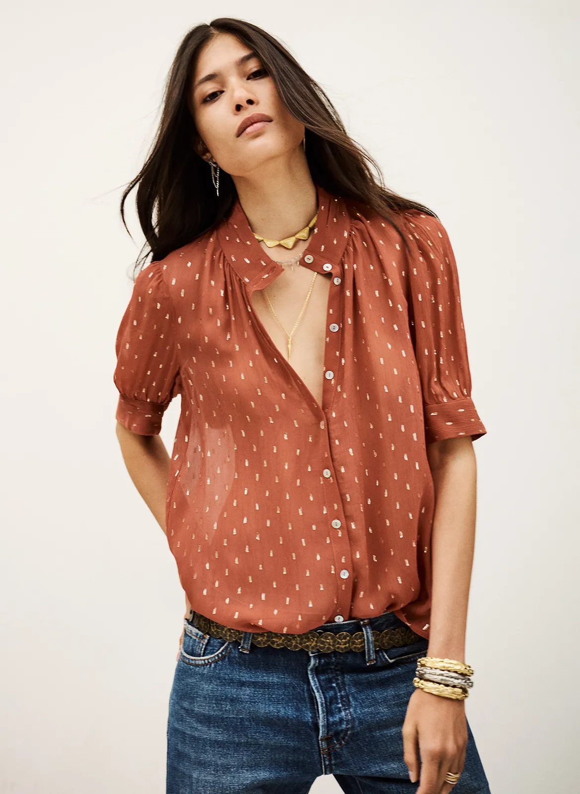 Blouse col rond Rouge MIMI