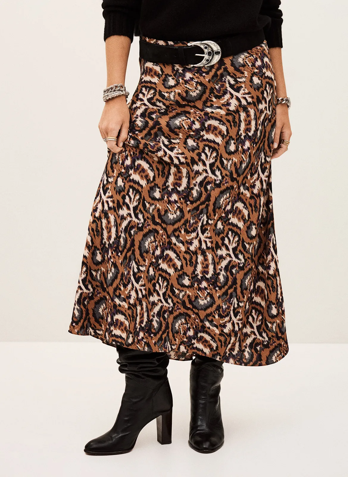 Jupe midi impimée Orange ONINTIA