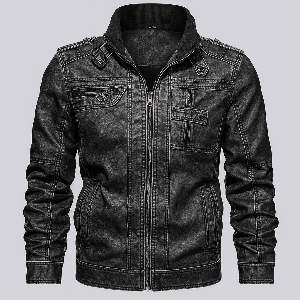 Veste de moto en cuir haut de gamme pour homme