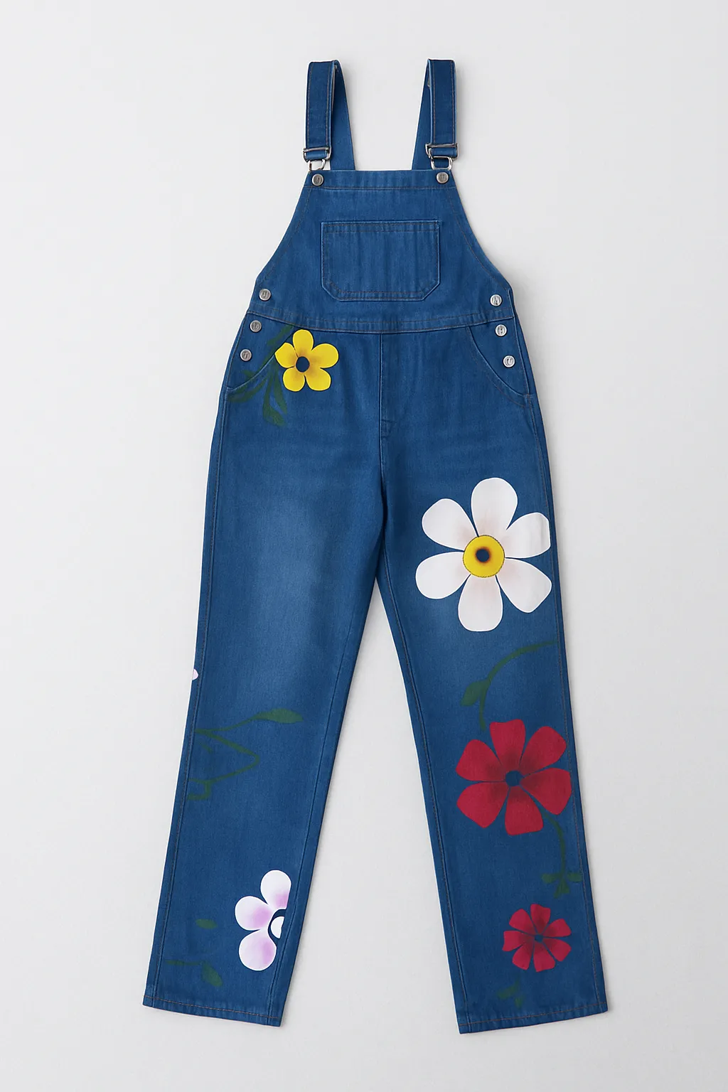 Combinaison en jean à imprimé floral pour femme
