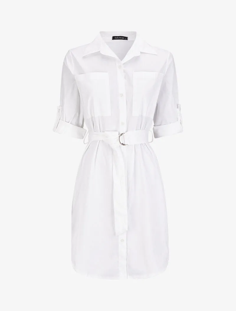 Tunique façon chemise unie - Blanc